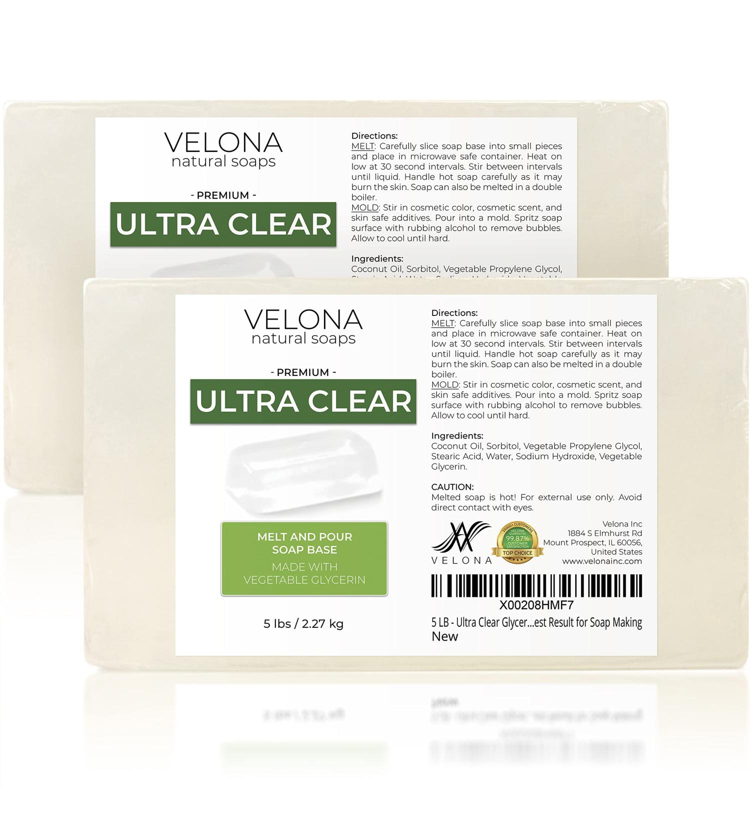 Velona 10 LB Ultra Clear Glycerin Soap Base | SLS/SLES Free | Melt and Pour | Transparent Natural Bar - Ideal for Soap Making - Buy Online on GoSupps.com