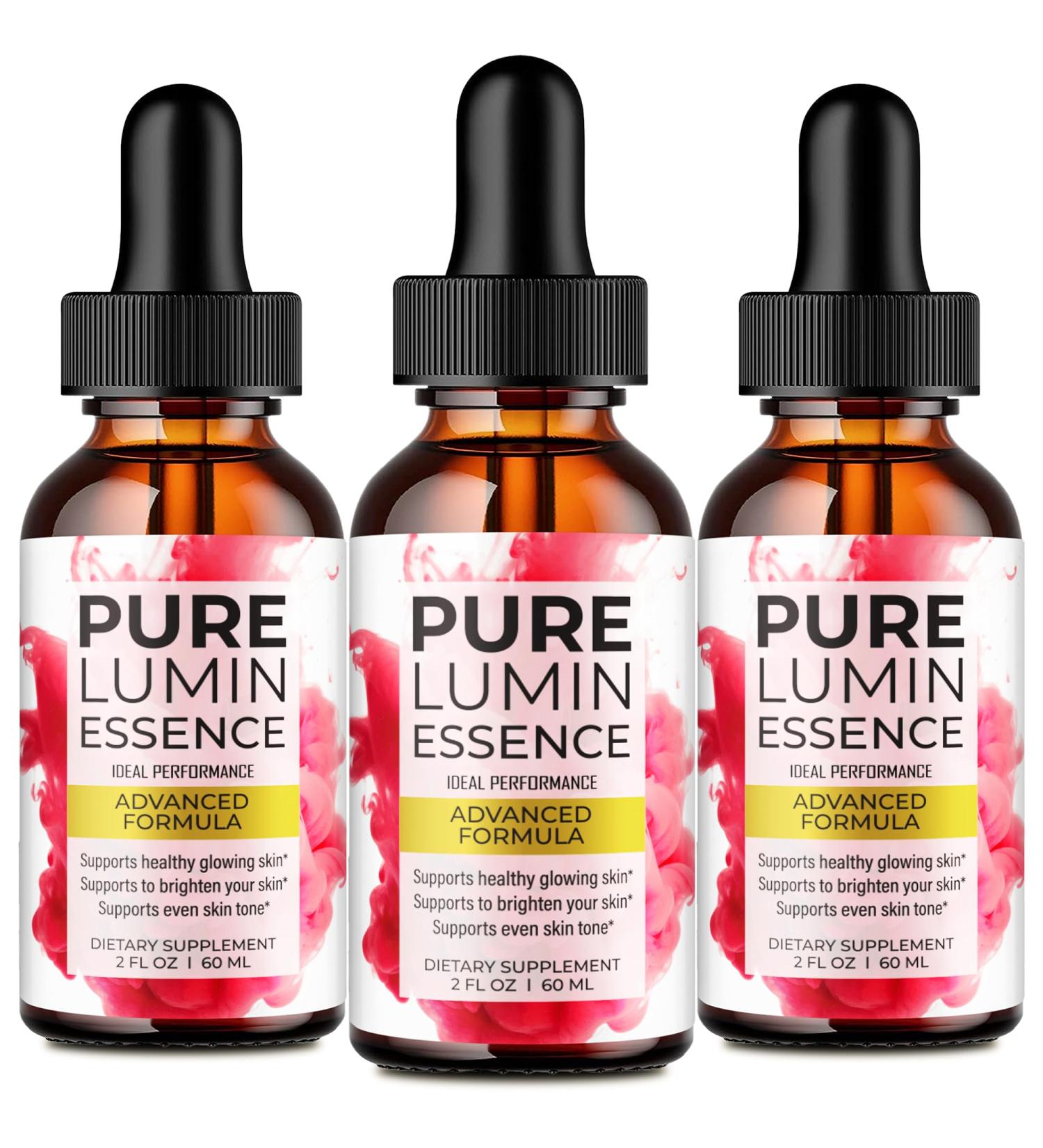Pure Lumin Essence Drops - Official PureLumin Liquid Skincare Formula with Natural Ingredients Premium Skin Support for Dark Spots Radiance & Healthy Glow Pure Lumin Reviews Drops (3 Pack) - Buy Online on GoSupps.com