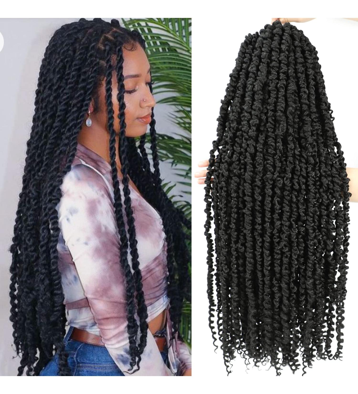 30-inch Pre Twisted Passion Twist Crochet Hair 7 Packs | Super Long Bohemian Curly End | Pre Looped for Black Women | 1B Color - Buy Online on GoSupps.com