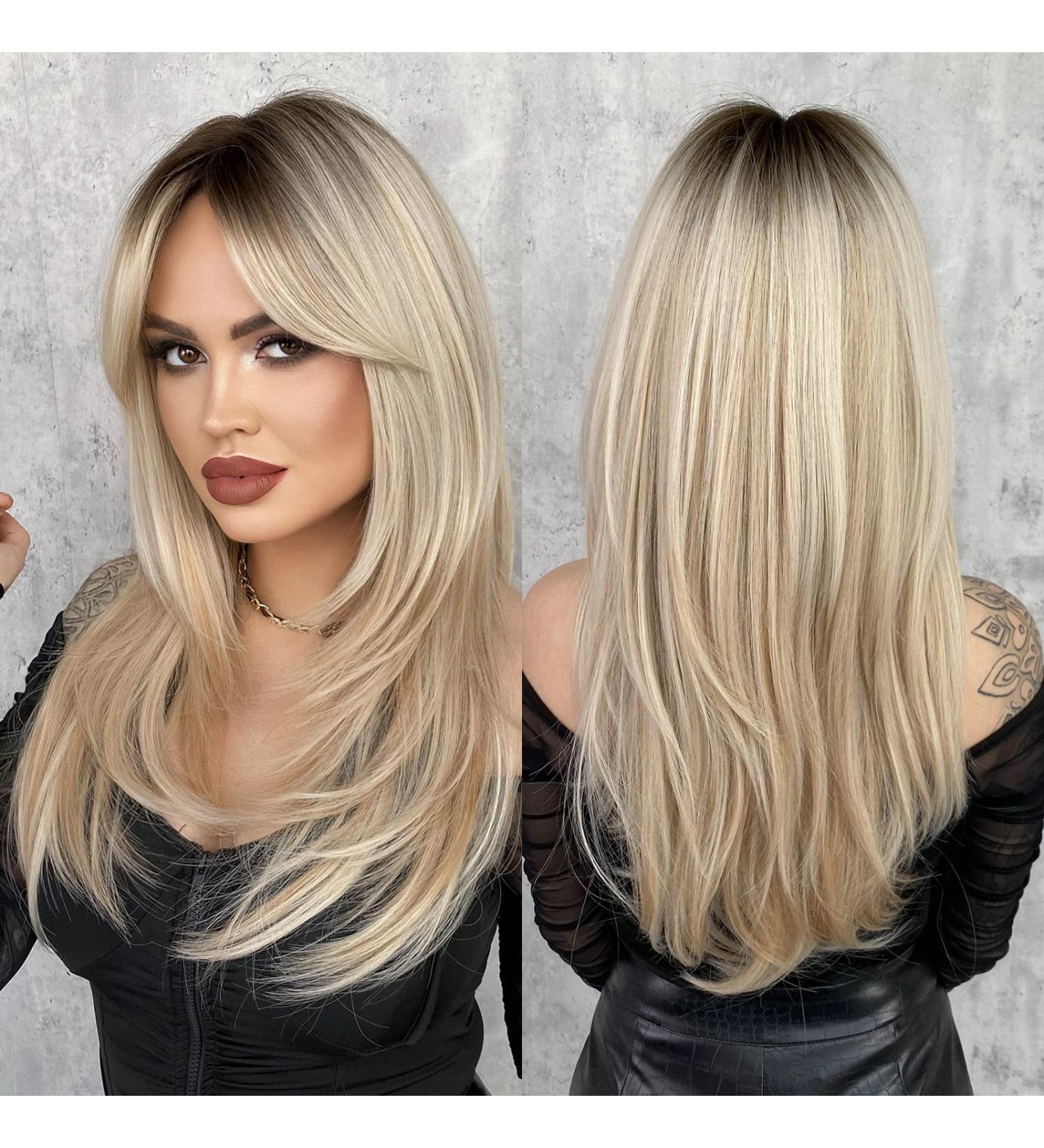 彊美人70XS1830 1220 1420 1826 2030 2230 304 7JHH Long Blonde Wig with Bangs | 25-Inch Heat Resistant