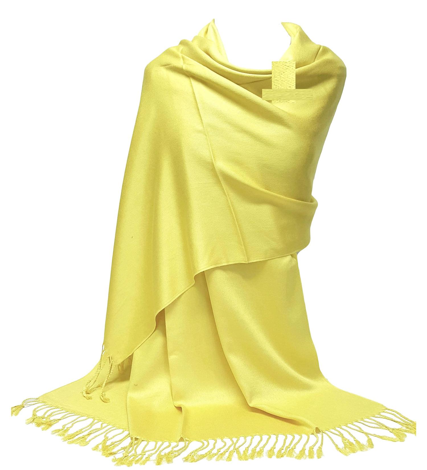 GFM Smooth Shiny Surface Pashmina Style Scarf - Light Yellow - Buy Online on GoSupps.com