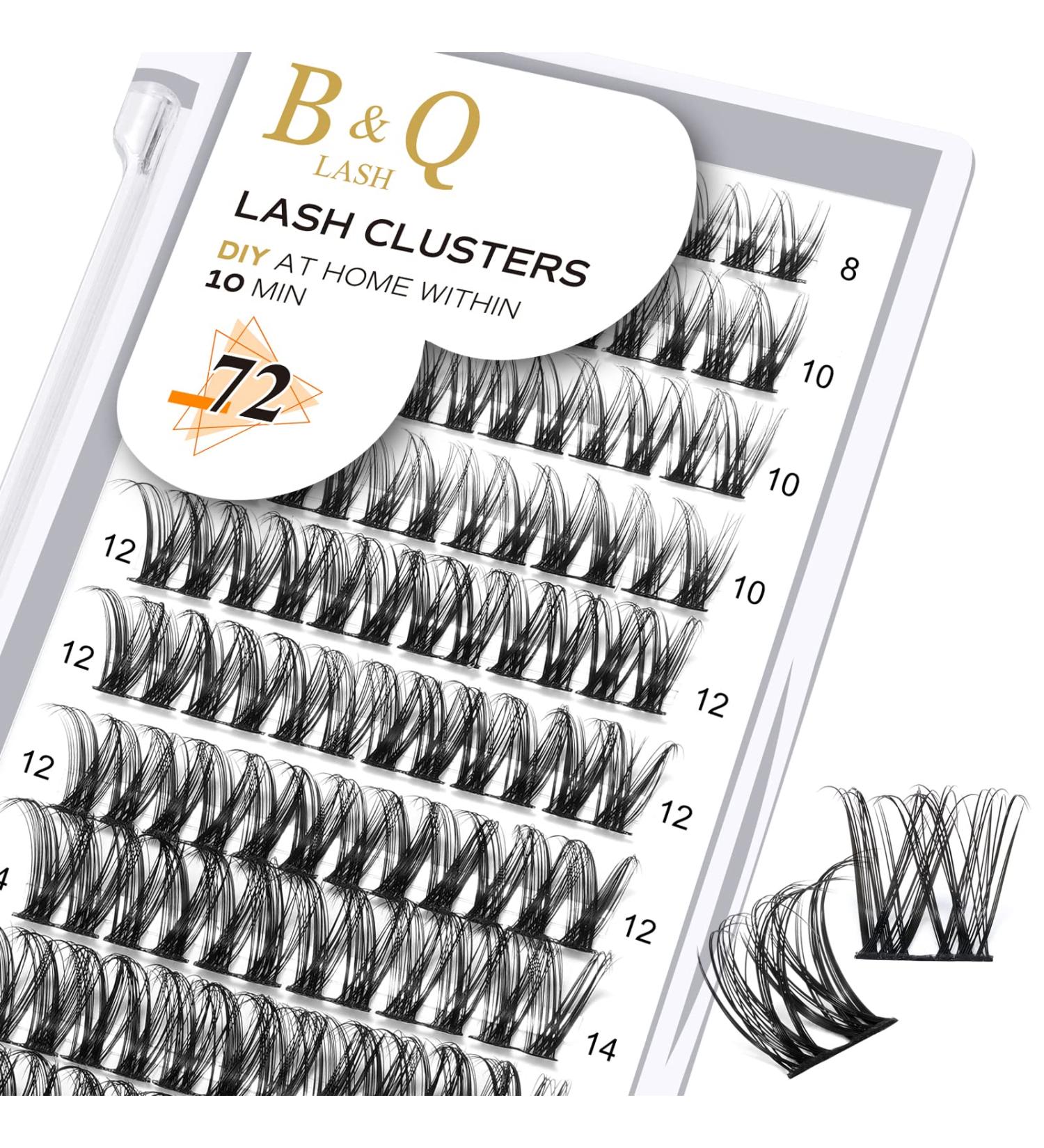 72 D Curl Individual Cluster Lashes - Soft Fluffy DIY Lash Extensions - B&Q Natural Eyelash Clusters - UK-FD-B46-D-8-16MIX - Buy Online on GoSupps.com