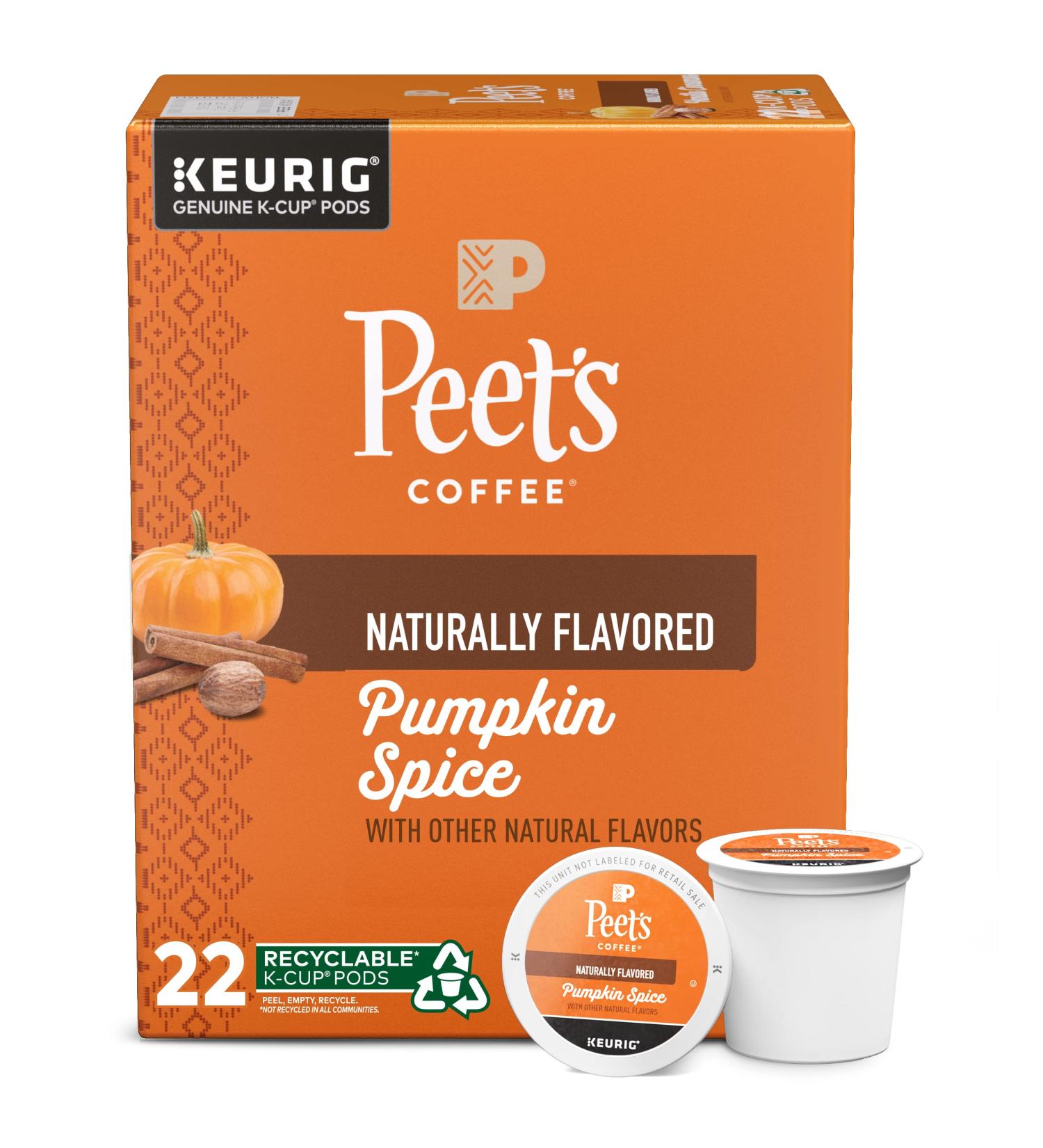 Peet's Coffee Pumpkin Spice Flavored K-Cup Pods - 22 Count for Keurig Brewers - Buy Online on GoSupps.com