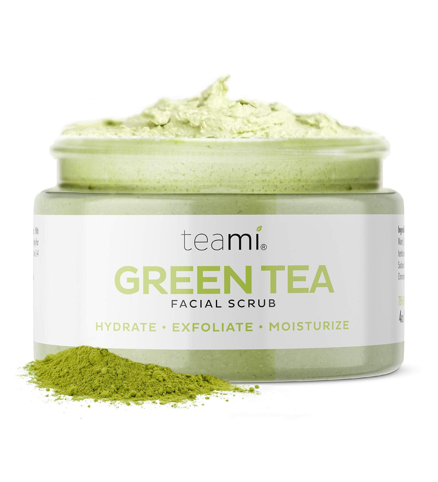 Teami Matcha Green Tea Facial Scrub - Organic Exfoliating Sugar Scrub for Face & Body - USA Made, Non-Greasy with Lemongrass - Buy Online on GoSupps.com