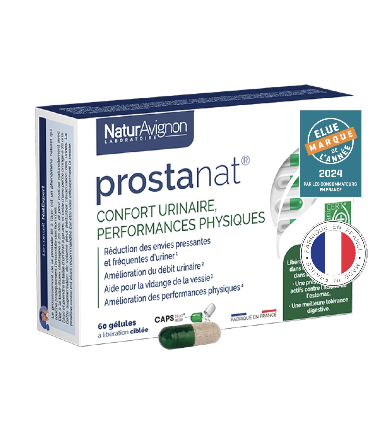 NaturAvignon Prostanat Laboratory | Prostate Urinary Comfort Physical Performance | Saw Palmetto + Squash Seeds + Ginseng | Made in France | 60 Capsules (1 Month) - Buy Online on GoSupps.com