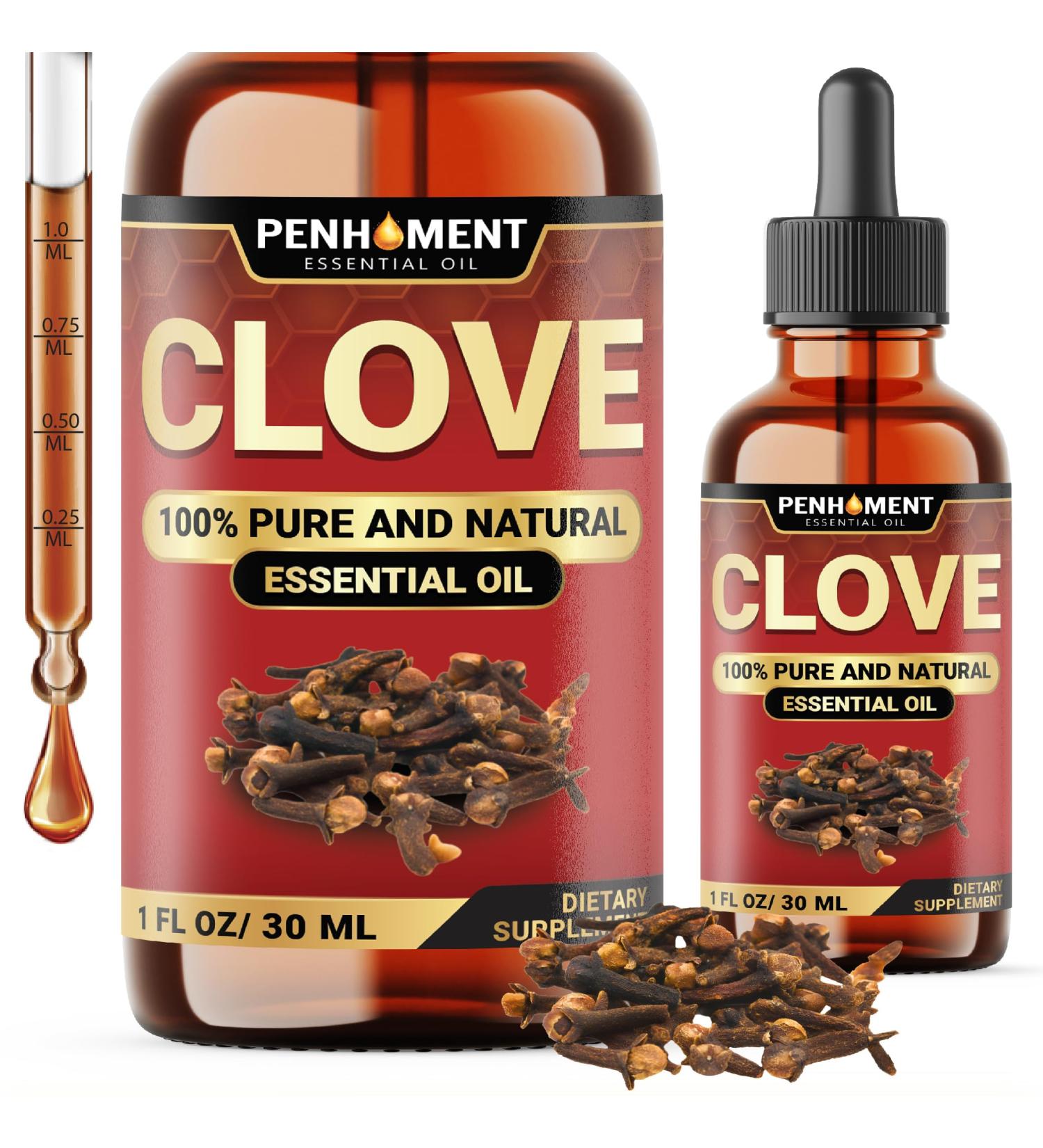 PENHOMENT Organic Clove Essential Oil for Teeth and Gums - Perfect Solution for Toothache, Oral Care, Skin & Hair 1 FL Oz - Buy Online on GoSupps.com