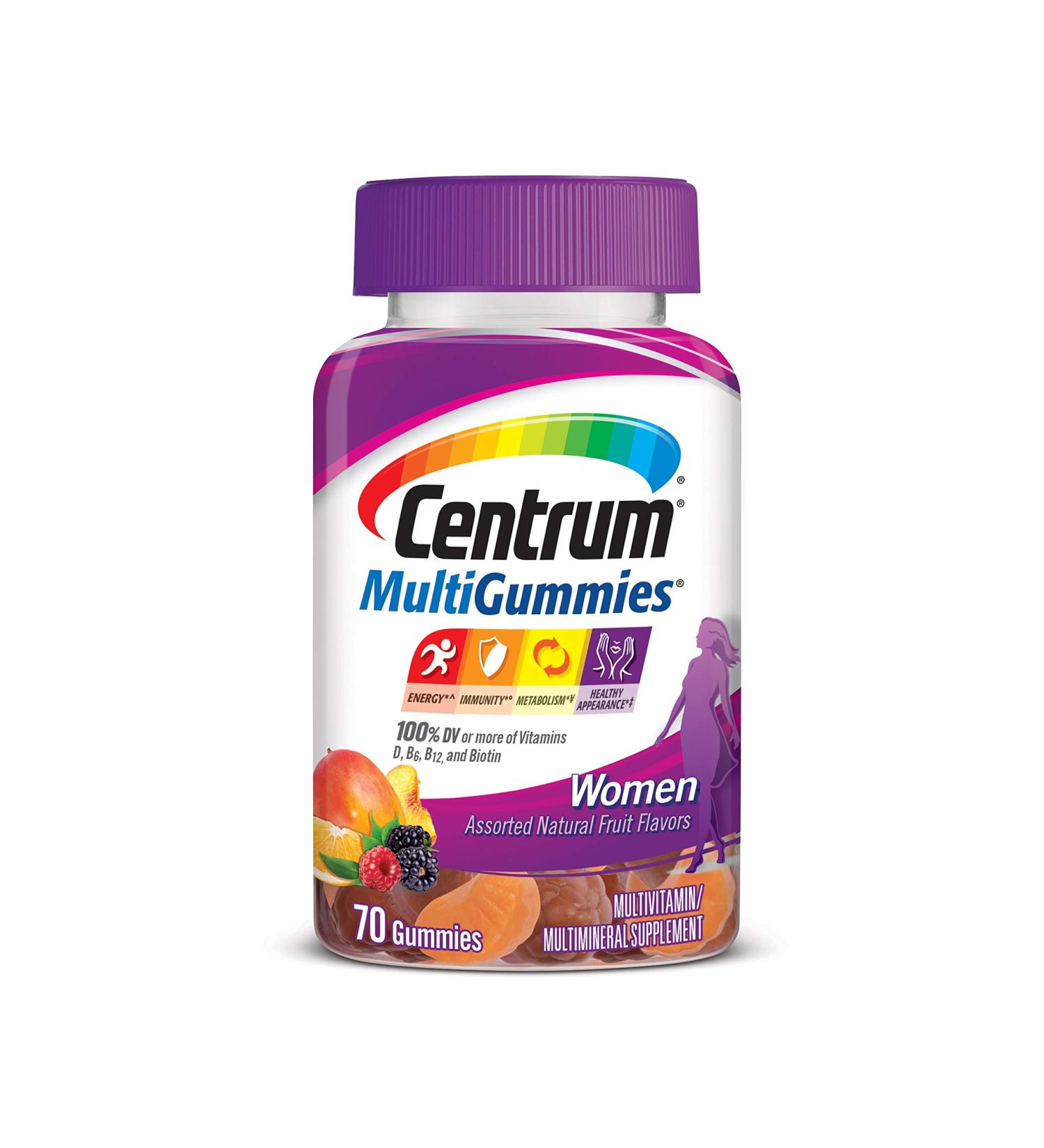 Centrum Women's MultiGummies - 70 Count Orange Fruit Flavor - Vitamin D3, B Vitamins & Antioxidants - Buy Online on GoSupps.com