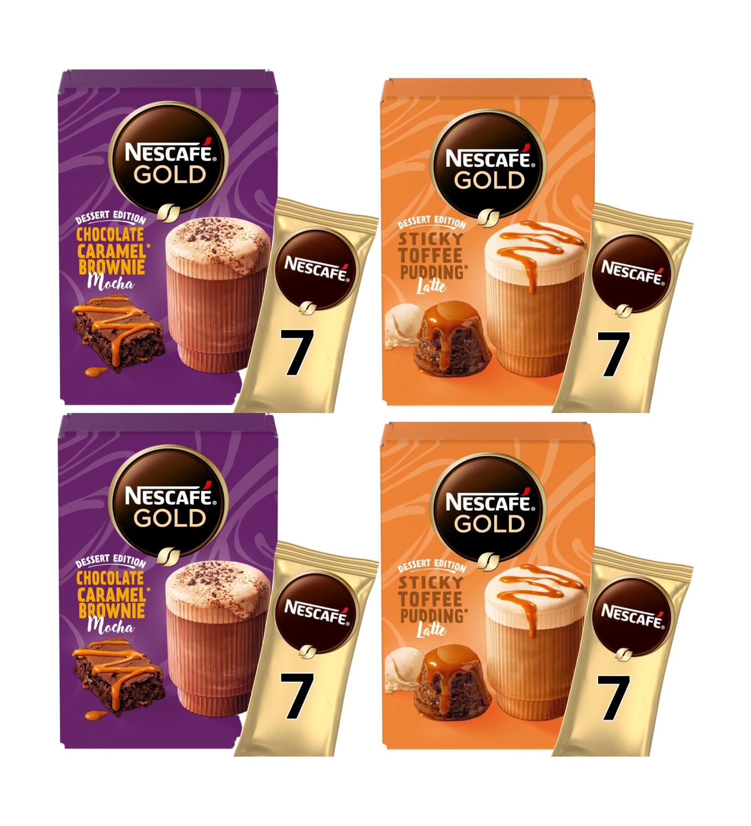 Sticky Stuffy Pudding Latte & Chocolate Caramel Brownie Mocha Gold Instant Coffee (28 Sachets In Total) - Buy Online on GoSupps.com
