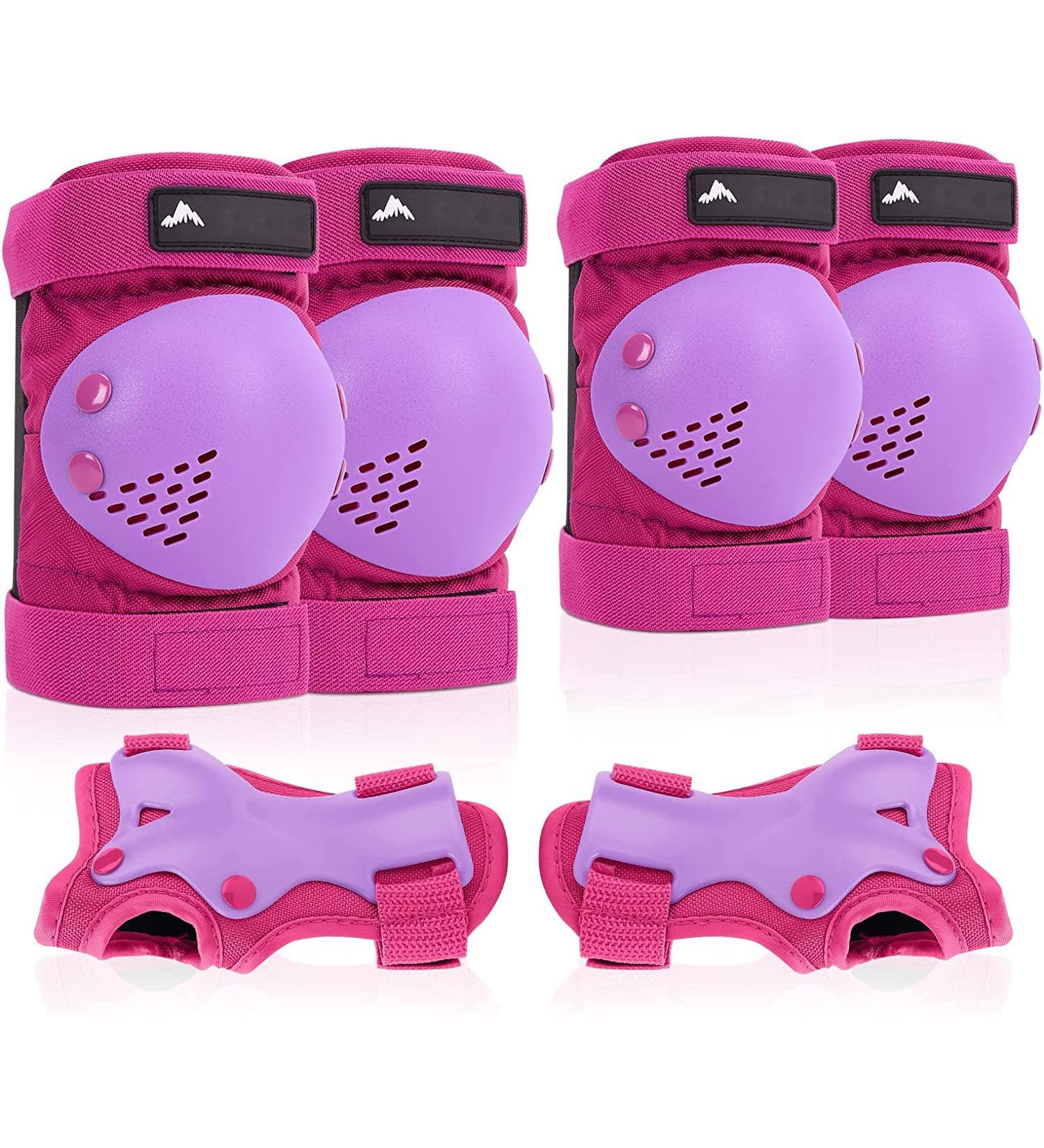 Kids Knee Pads Elbow Pads Wrist Guards Set - 6-in-1 Protective Gear for Girls Boys 3-13 Years - Skateboard Scooter Rollerblading - Small Purple - Buy Online on GoSupps.com