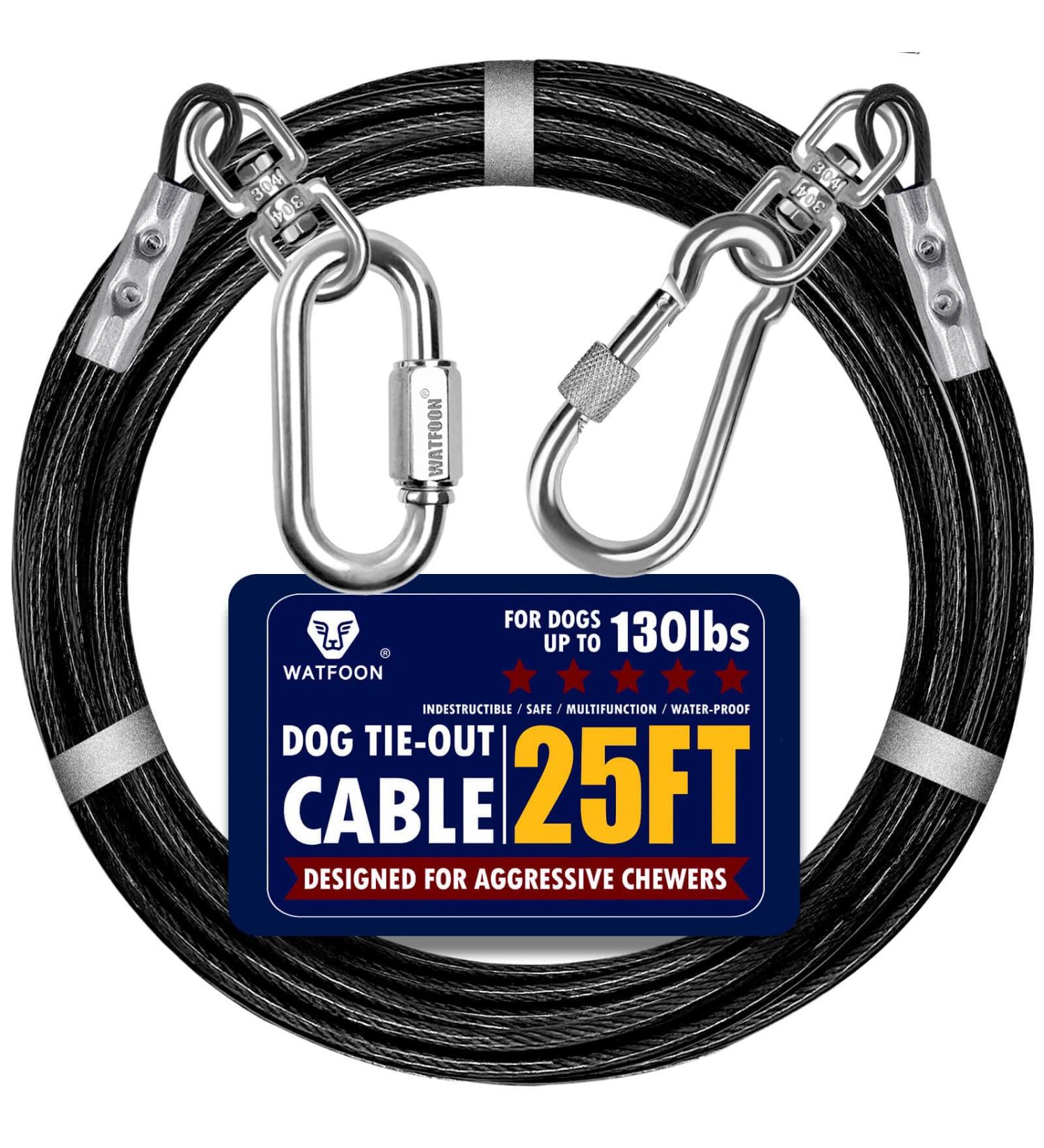 WATFOON 25ft Dog Runner Cable - 7.6m Robust Pet Training Line for Dogs - Perfect for Camping & Parks - Available in Multiple Lengths - Buy Online on GoSupps.com