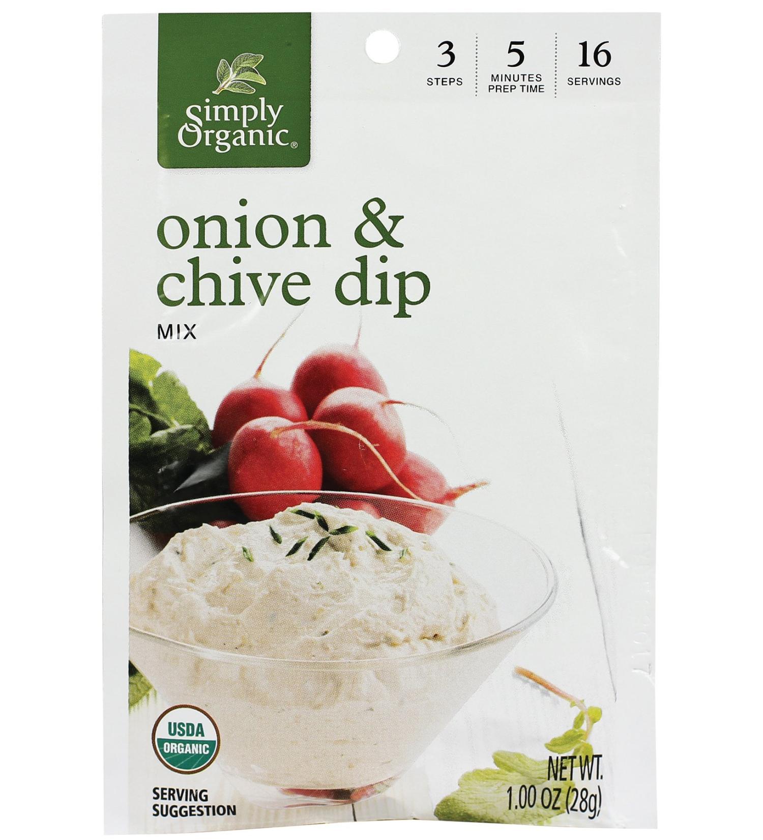 Simply Organic Mix Onion and Chive Dip 1 Ounce (Pack of 12)