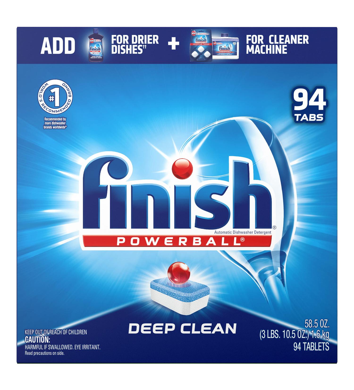 Finish All In 1 Dishwasher Detergent Tablets - Powerball  Fresh Scent - 94 Count - Buy Online on GoSupps.com