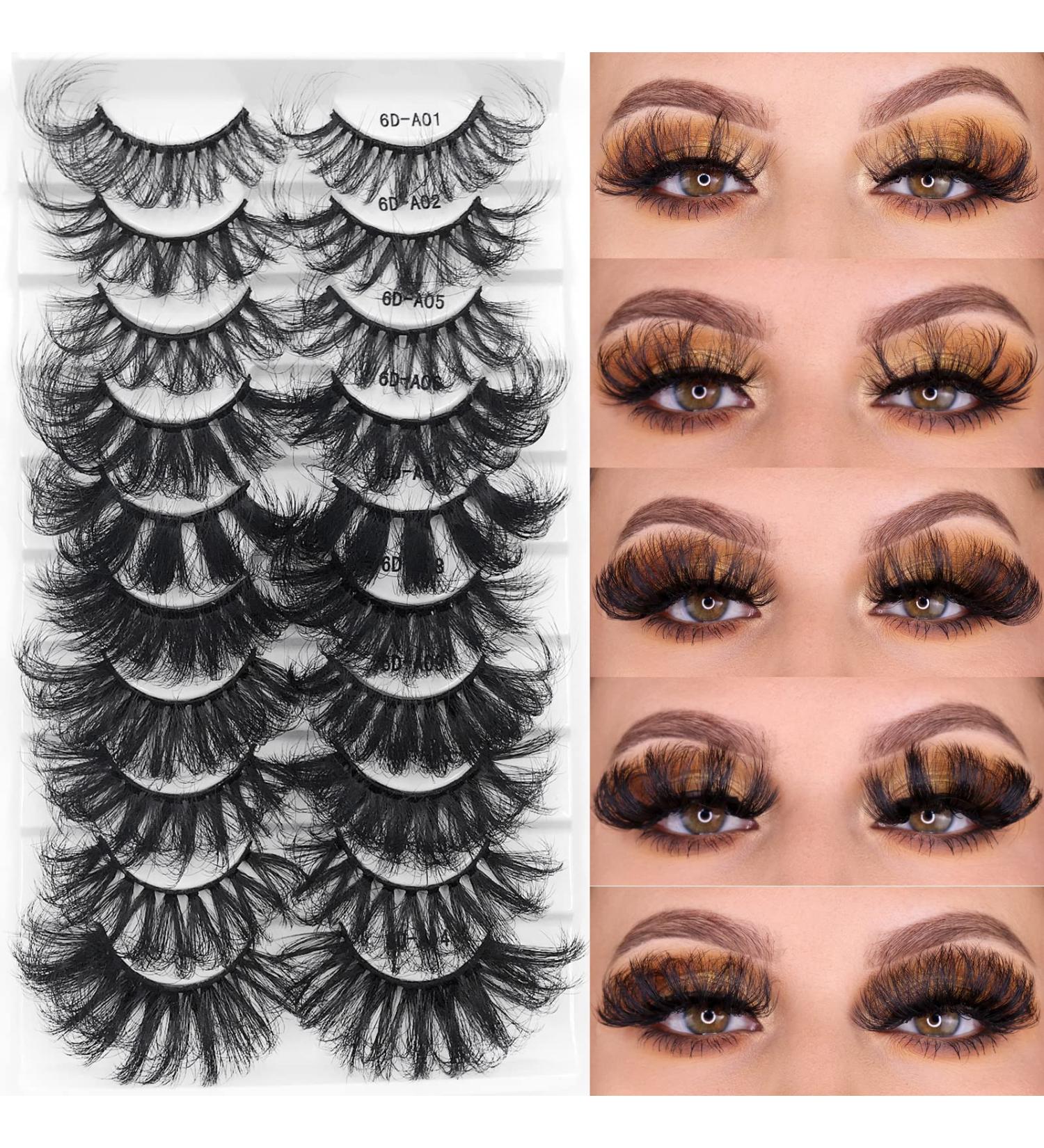 IFLOVEDEKD 25mm Thick Faux Mink Lashes 10 Pairs - Dramatic 5D Effect, Handmade & Reusable - Multipack Mix | 10 Styles - Buy Online on GoSupps.com