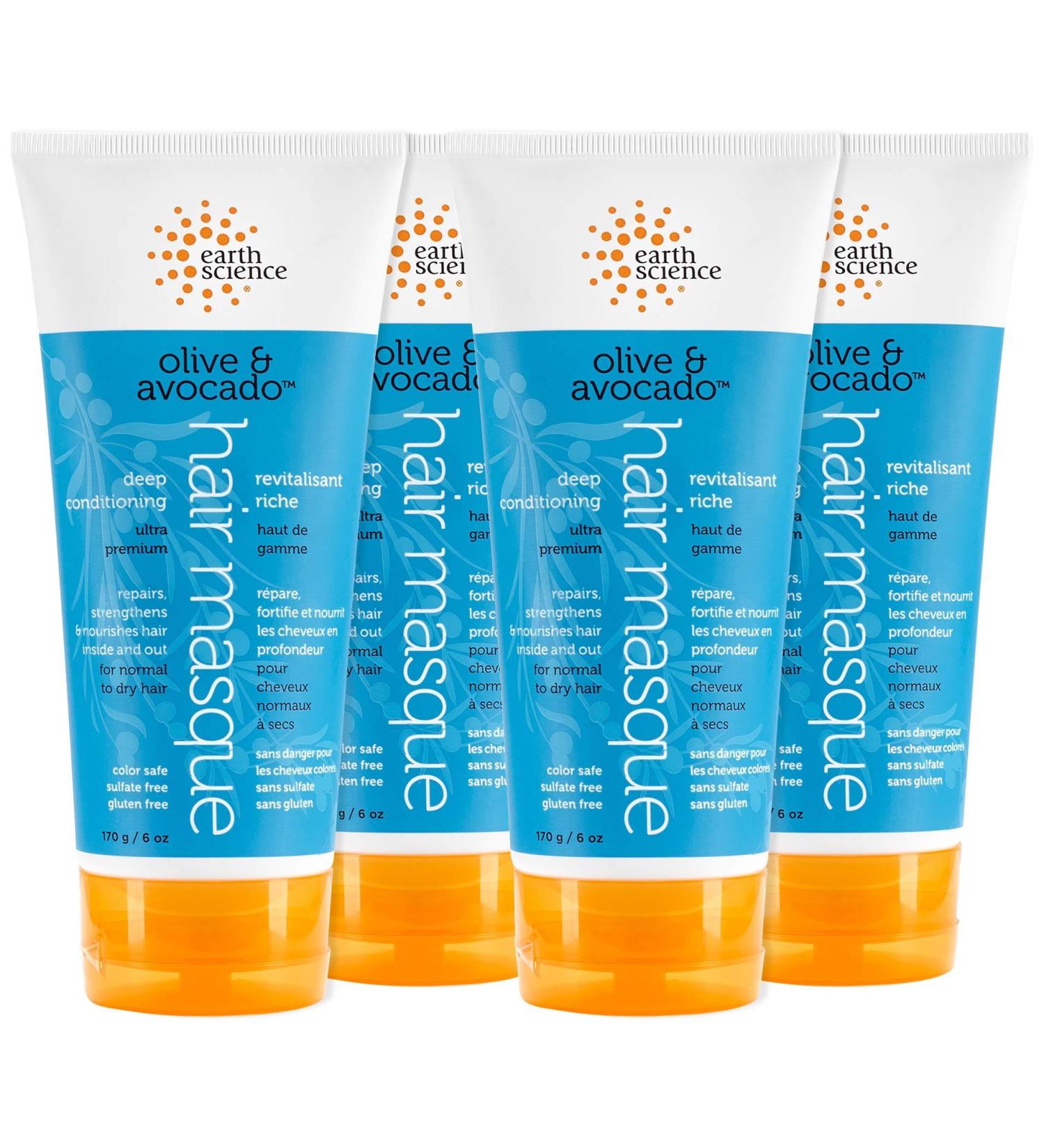 EARTH SCIENCE Olive & Avocado Deep Conditioning Hair Masque 4-Pack - 24 oz. | For Normal to Dry Hair - Buy Online on GoSupps.com