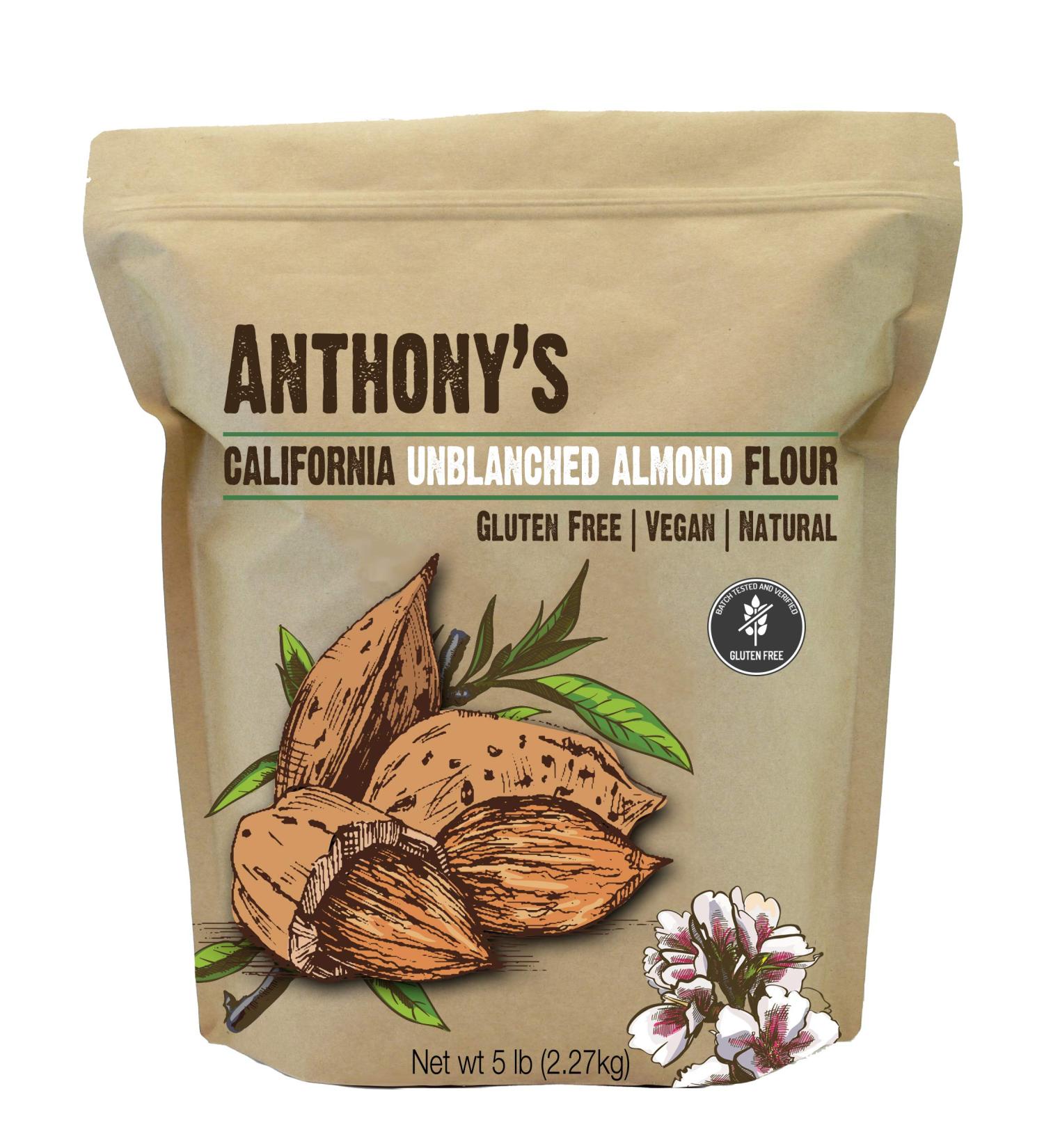 Anthony's Unblanched Almond Meal Flour 5 lb - Gluten Free & Keto Friendly - Buy Online on GoSupps.com
