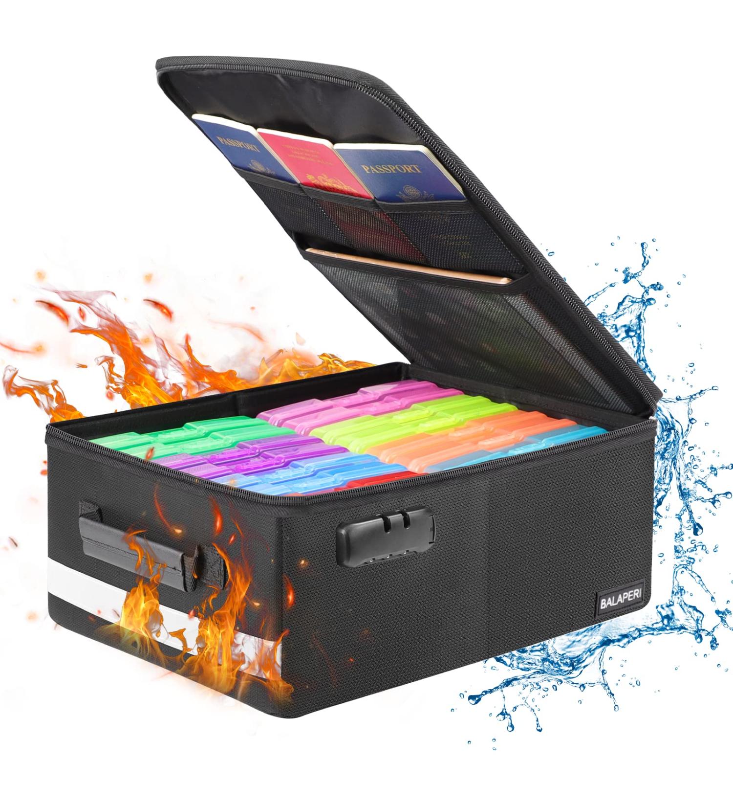 Fireproof Photo Storage Box with Lock - 16 Multi-Colored Cases - Collapsible Organizer for Pictures, Albums, Stickers, Stamps, Cards - 14 x 10.4 x 5.5 - Buy Online on GoSupps.com