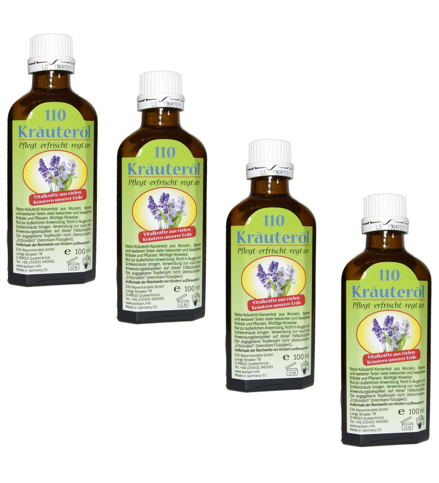 110 Herbal Oil Massage Oil - Functional Body Care Oil with Vital Herb Powers (4 Bottles) - International Shipping - Buy Online on GoSupps.com