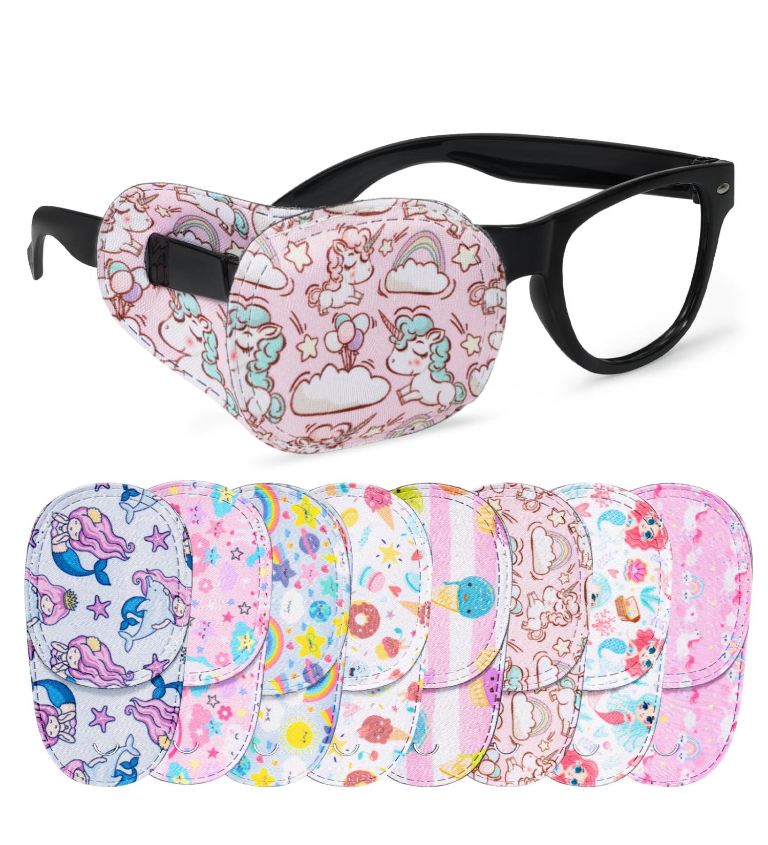 8 Pack Cartoon Eye Patches for Kids - Reusable Amblyopia Strabismus Eyewear for Girls - Buy Online on GoSupps.com