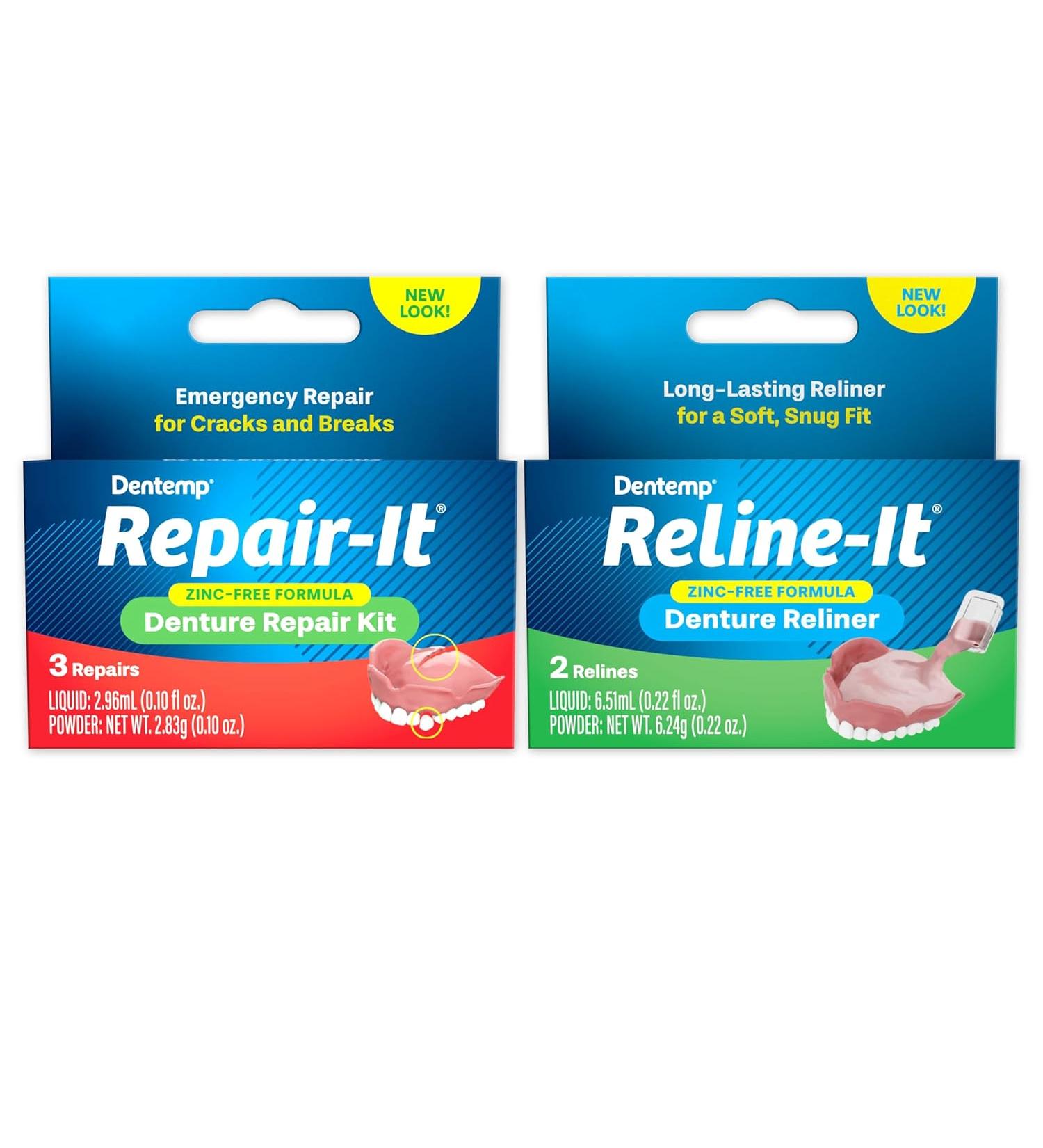 Dentemp Repair-it Denture Repair Kit & Reline-it Denture Reliner - Multi-Pack for Upper & Lower Dentures - Fix Broken & Loose Teeth - Buy Online on GoSupps.com