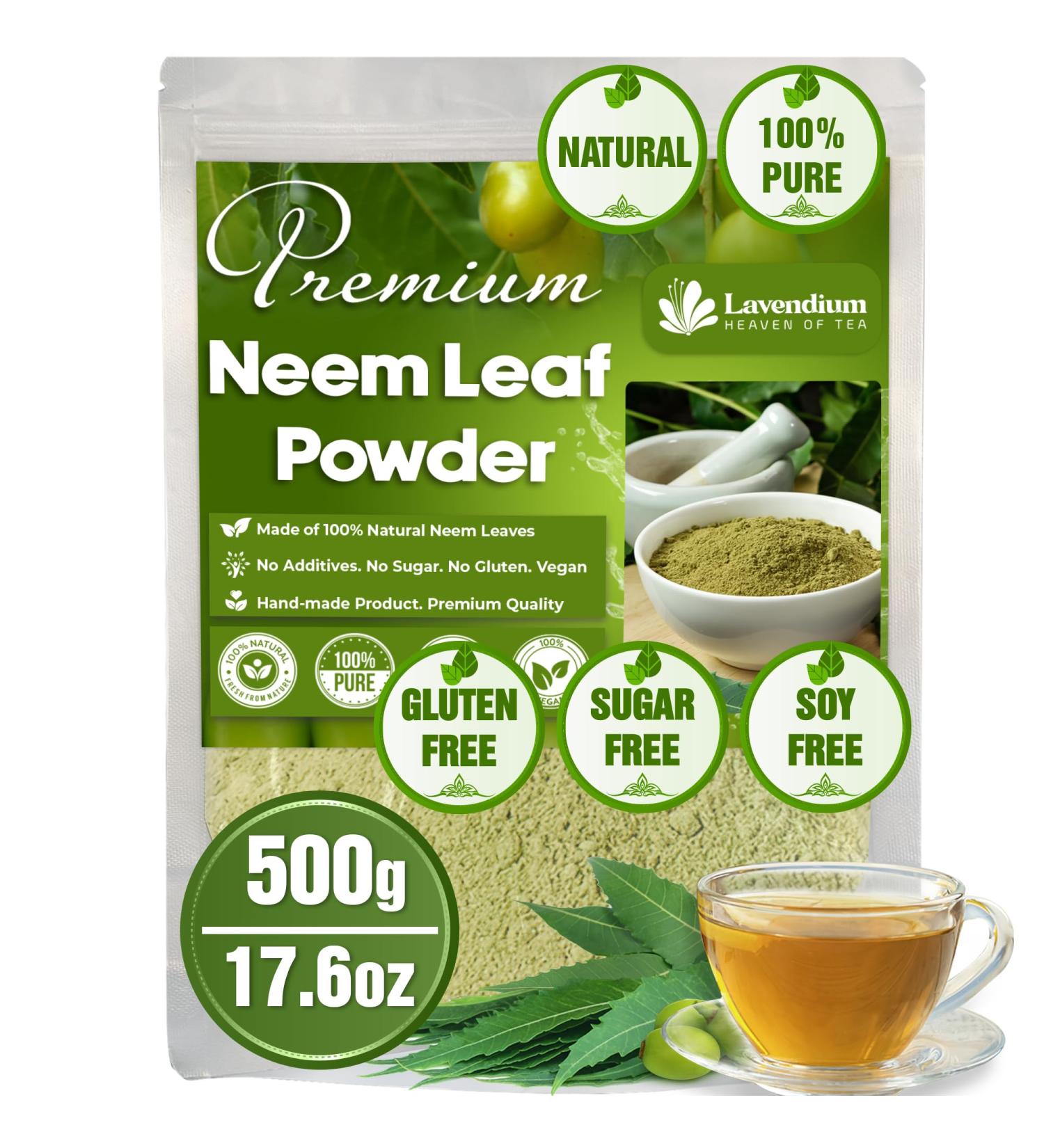 Lavendium Premium 500g (17.6oz) Neem Leaf Powder 100% Natural and Pure from Neem Leaves Neem Leaves Herbal Tea No Additives No Gluten No Sugar Vegan CA Neem 500 Gr - Buy Online on GoSupps.com