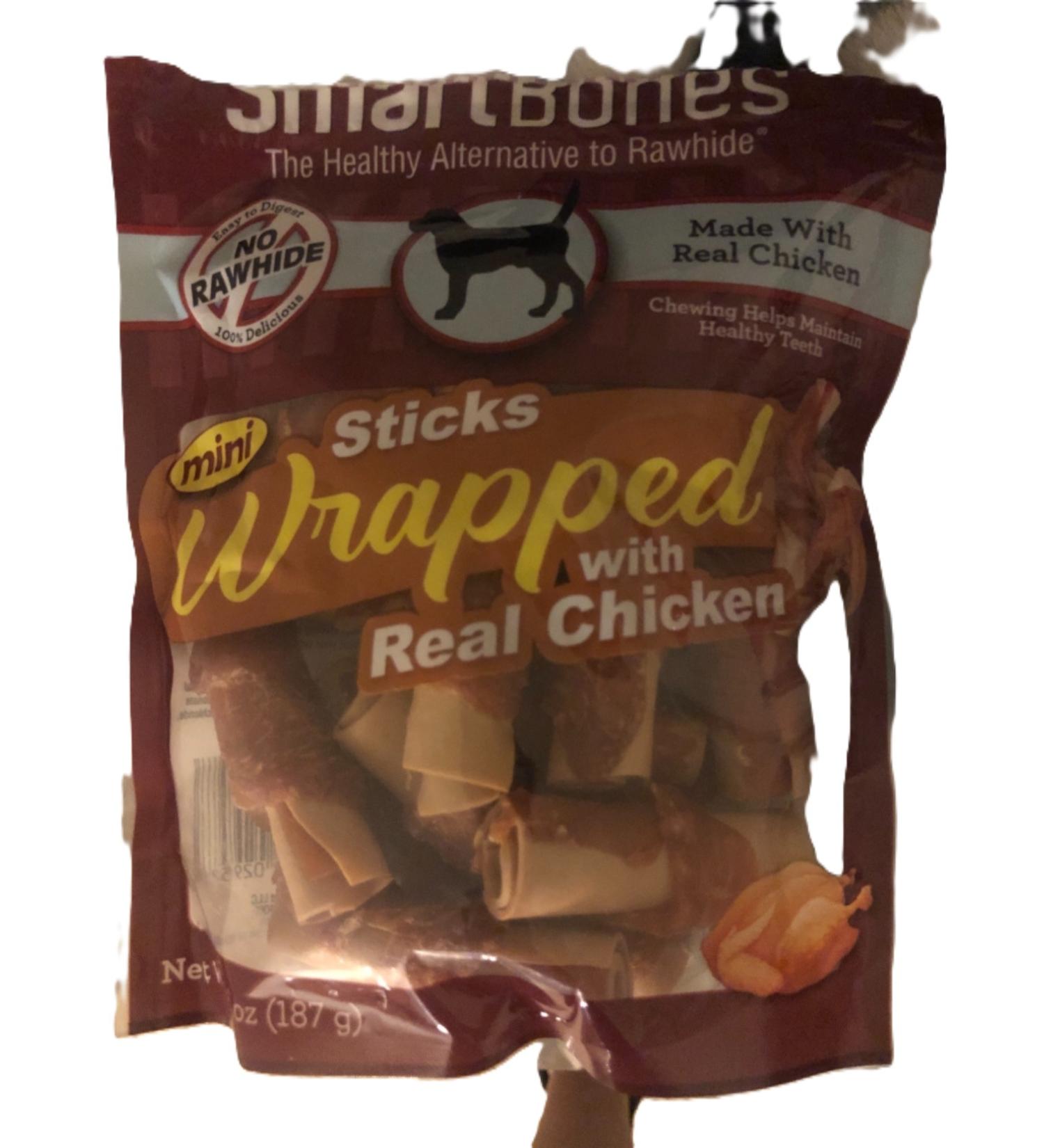 SmartBones Chicken-Wrapped Sticks, Treat Your Dog to a Rawhide-Free Chew Made with Real Chicken and Vegetables Mini Chicken 15 Count (Pack of 1)
