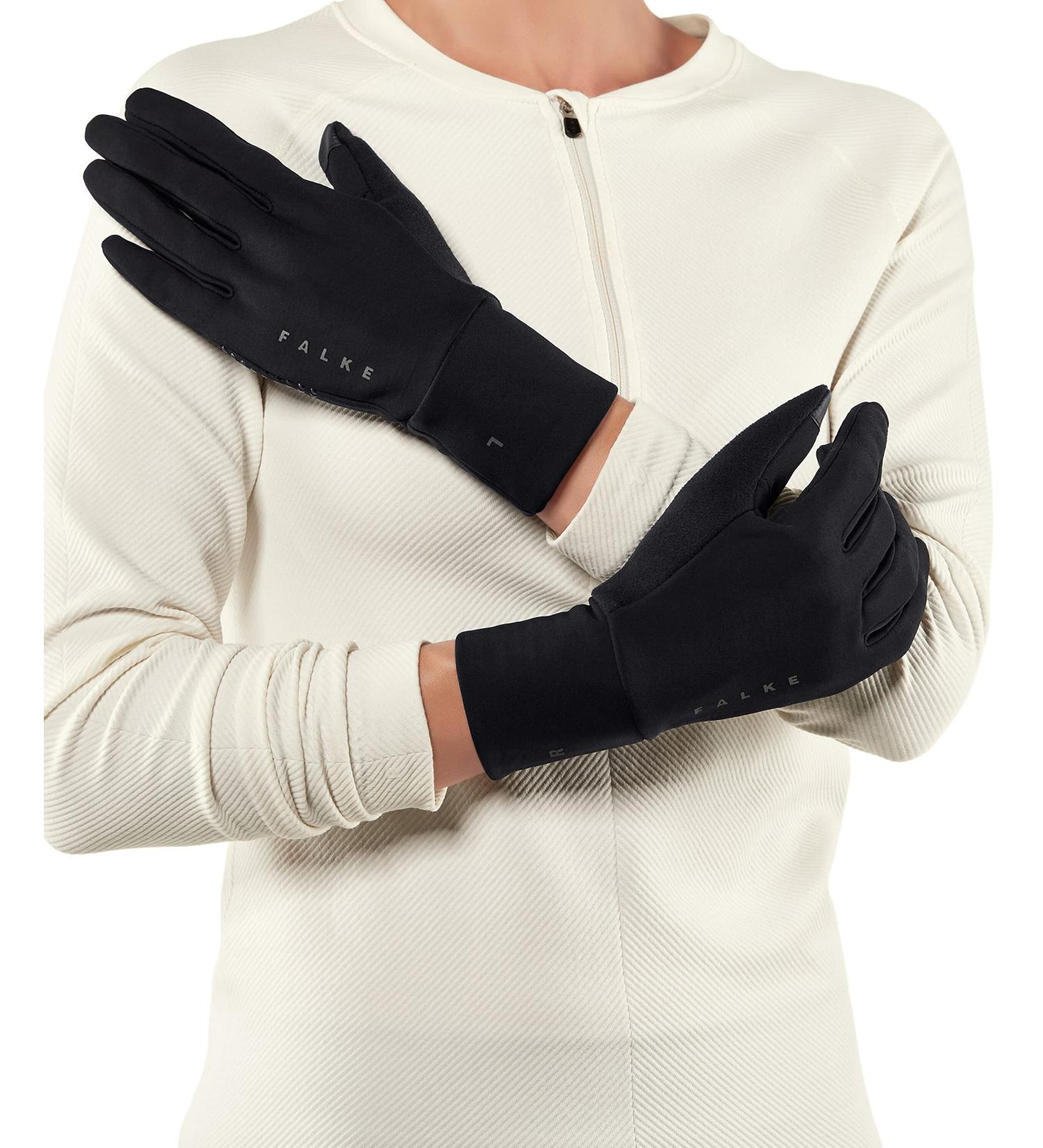 Falke Unisex Brushed Gloves - Touchscreen-Compatible Warm Breathable & Fast-Drying - Black (L-XL) | Ideal for Mild to Cold Temperatures - Buy Online on GoSupps.com