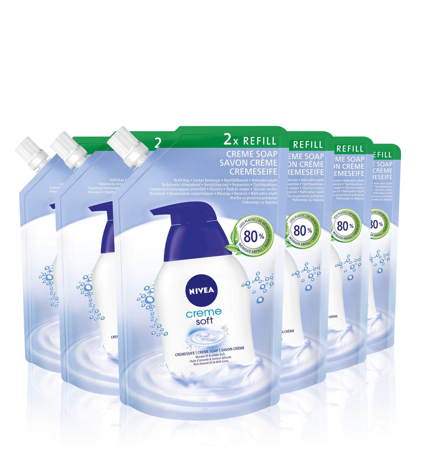Nivea Creme Soft Care Soap Refill Bag - 500ml Almond Oil - Hydrating & Nourishing - International Shipping Available - Buy Online on GoSupps.com