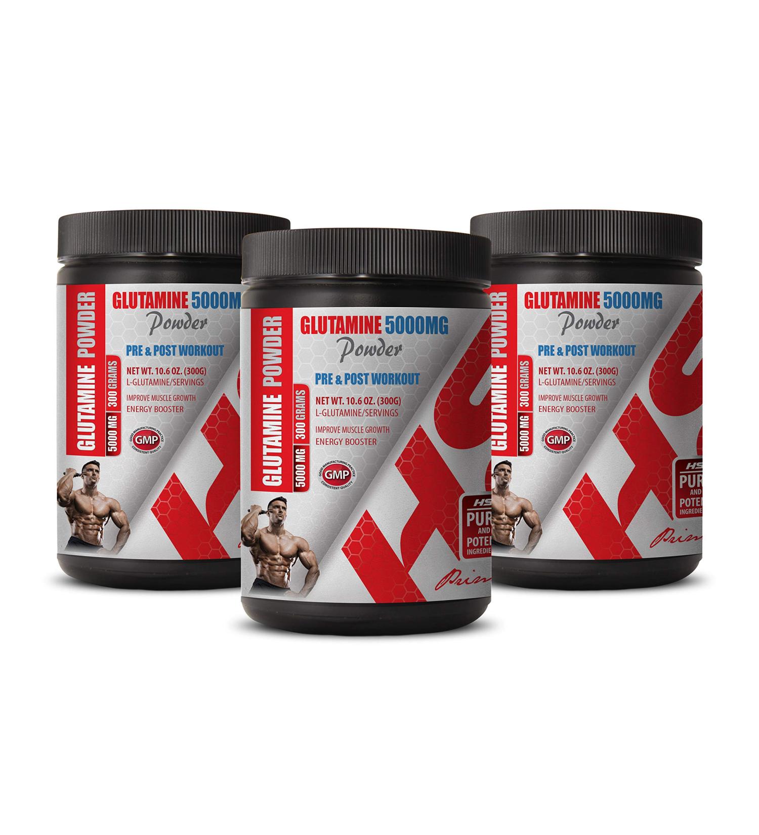 Muscle Recovery Supplements | Glutamine Powder 5000MG | PRE & Post Workout | 3 Cans 900 Grams - International Shipping Available - Buy Online on GoSupps.com