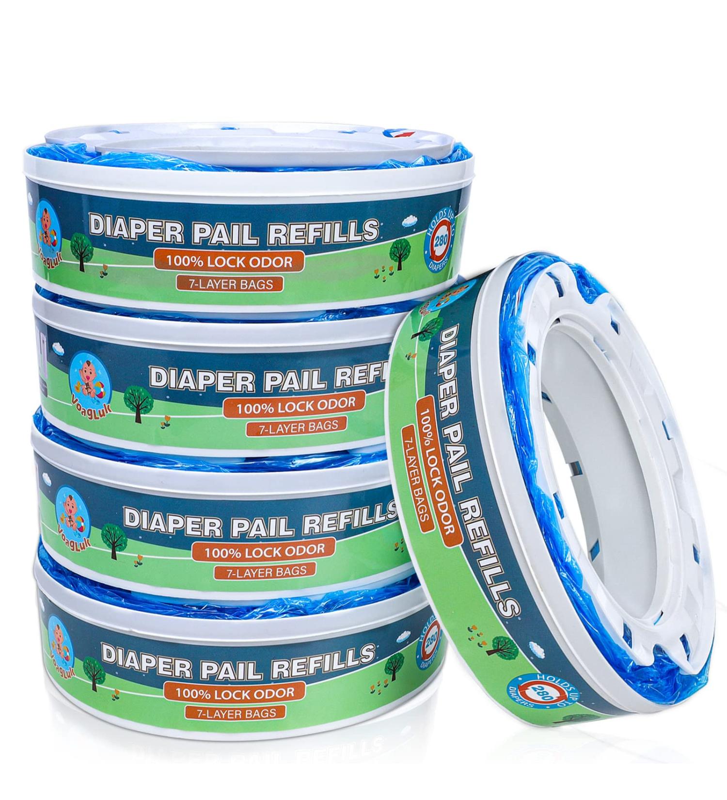 Diaper Pail Refill Bags 5-Pack | Enhanced Odor Control | Compatible with Diaper Pails - Buy Online on GoSupps.com