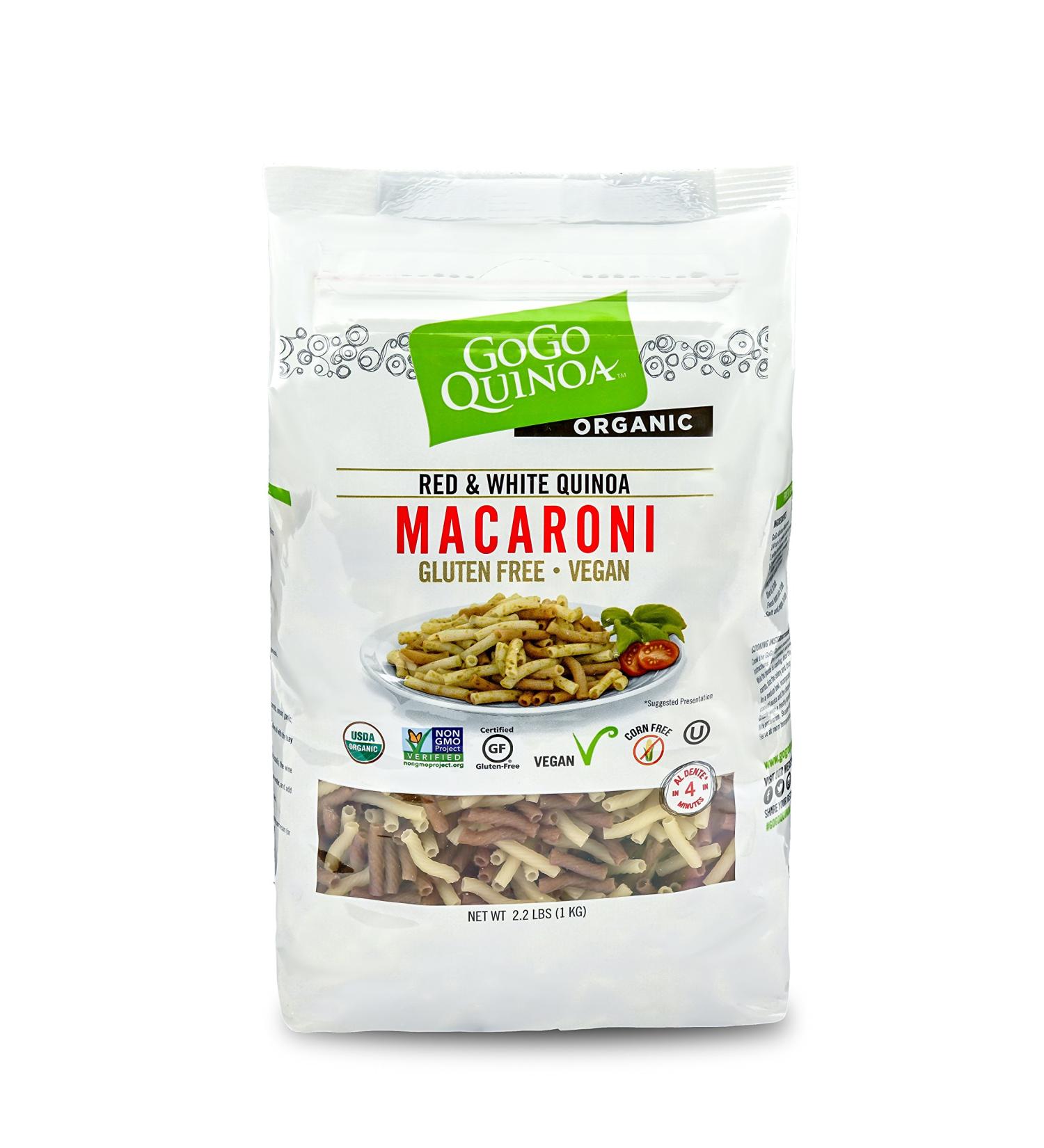 GoGo Quinoa Organic Vegan Red & White Macaroni Pasta 2.2lb - Non-GMO & Kosher Certified - Buy Online on GoSupps.com