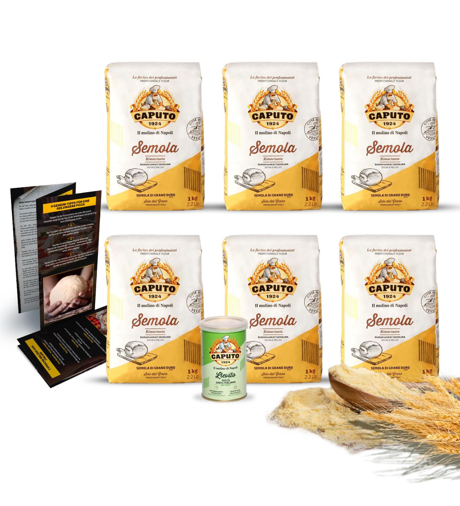 DELICRET - 6x1kg Caputo Semola & 100g Caputo Dry Yeast | Premium Durum Wheat Semolina for Authentic Italian Pasta - Buy Online on GoSupps.com
