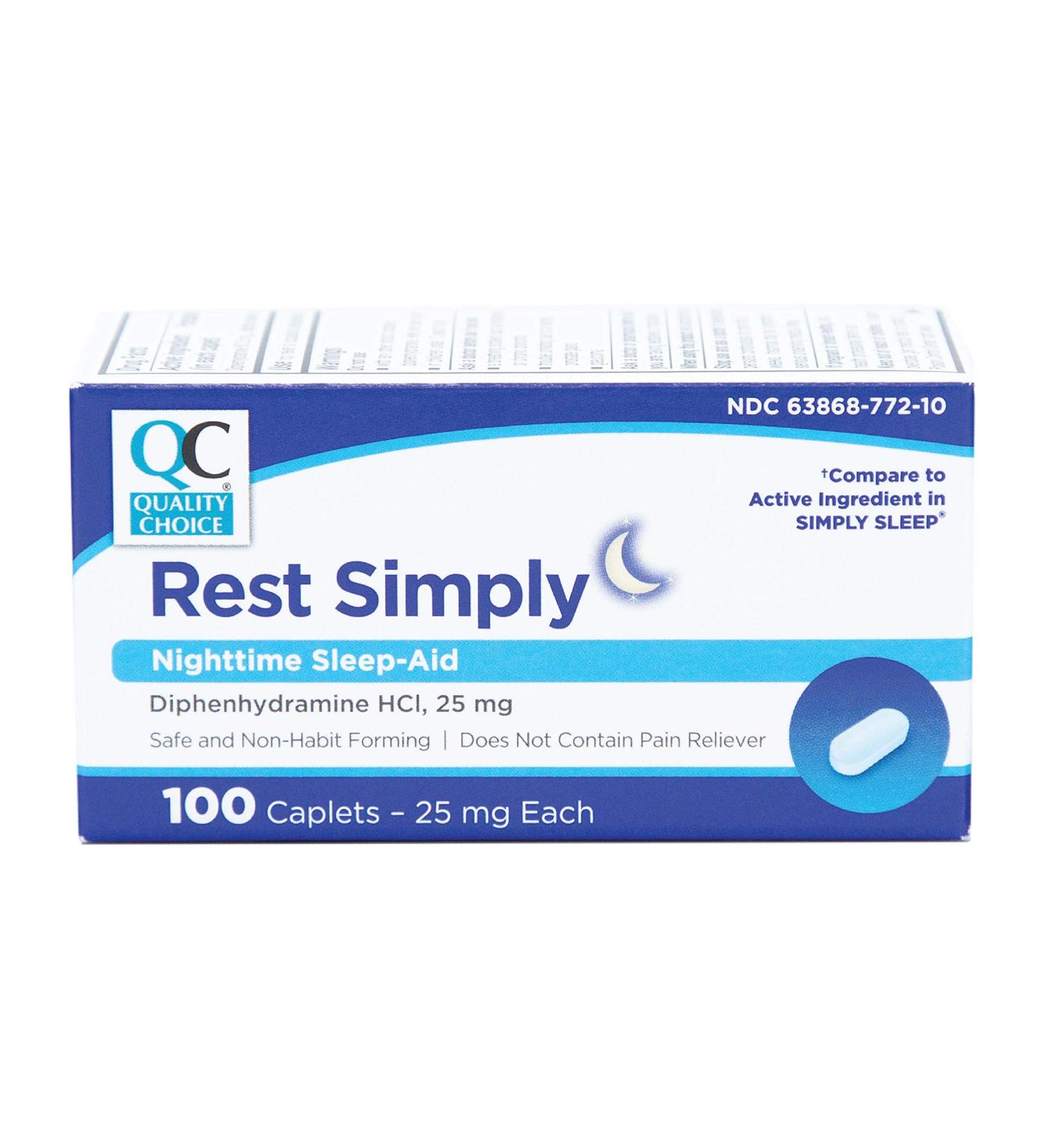 Quality Choice Rest Simply Nighttime Sleep Aid Caplets 100 Ct