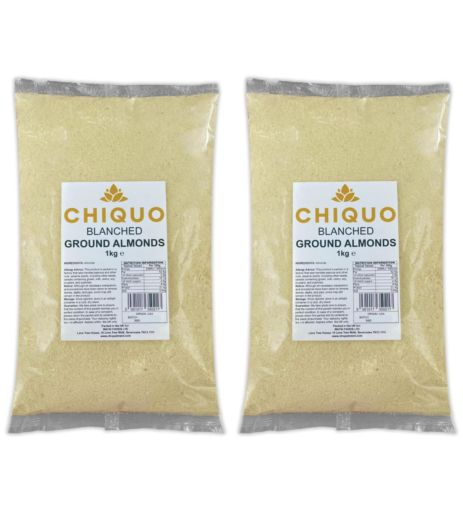 Chiquo Blanched Ground Almonds 1kg - Pack of 2 - Premium Velvety Almond Flour for Keto Baking & Cooking | Snacks | Soups 1kg (Pack of 2) - Buy Online on GoSupps.com