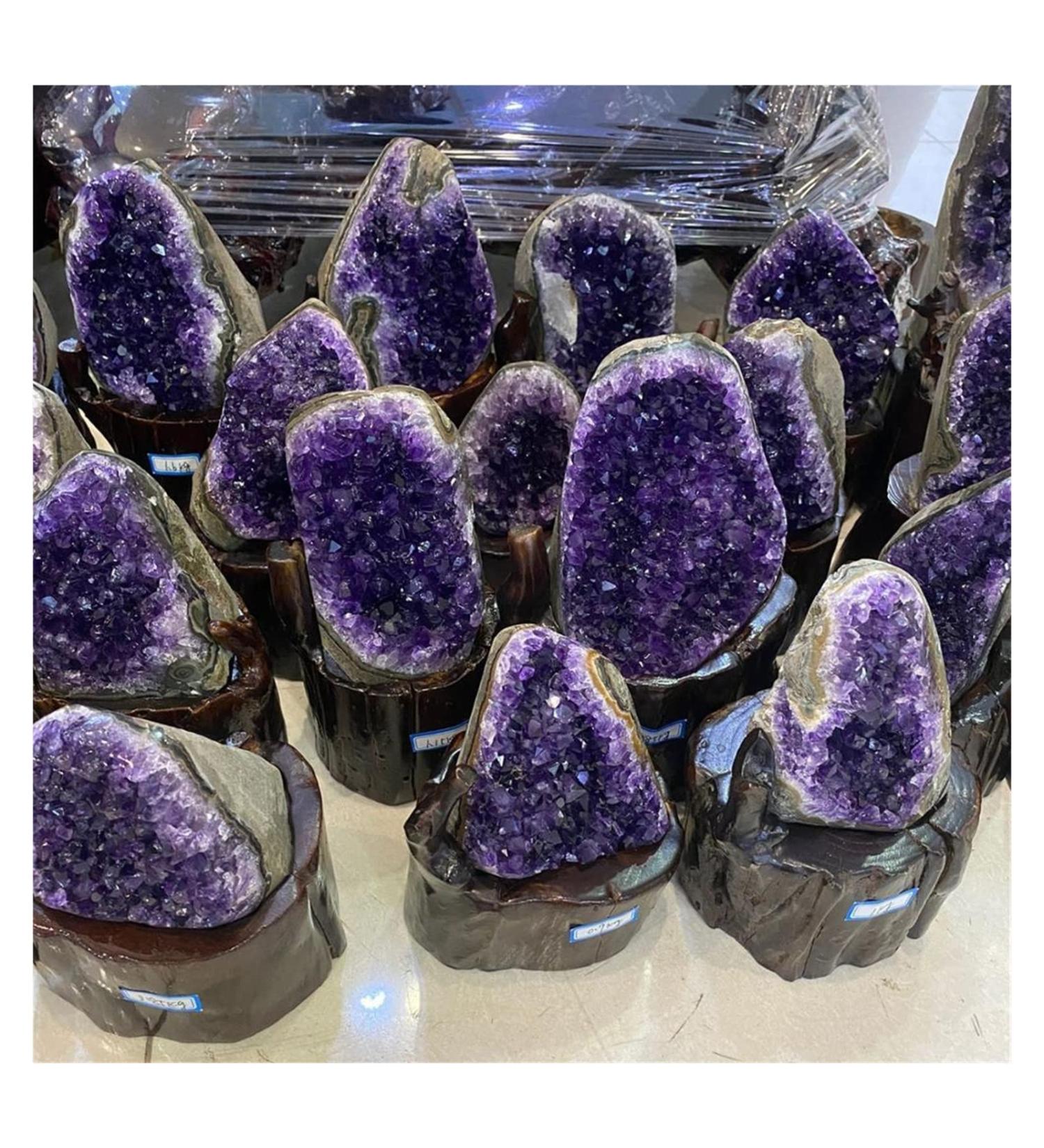 Natural Amethyst Geode Quartz Cluster Crystal Specimen Semi-Precious Stone Jade Exorcise Evil Spirits Money Drawing Jaspery Natural (Color : About 1800-1900) - Buy Online on GoSupps.com