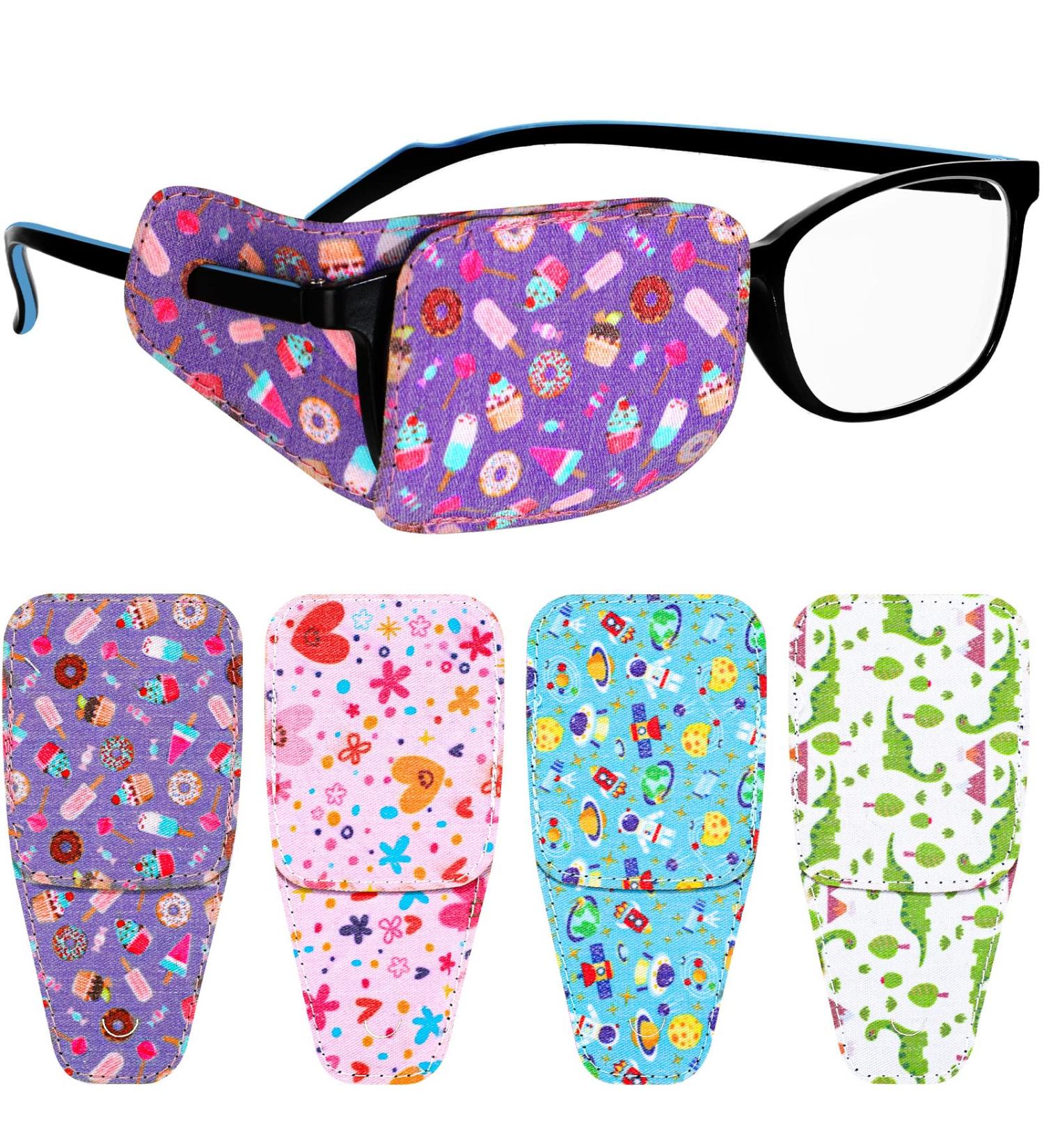 Haysandy Reusable Kids Eye Patches - 4 Pcs in Dino Flower Outer Space & Ice Cream | Comfort & Style for Eye Covering - Buy Online on GoSupps.com