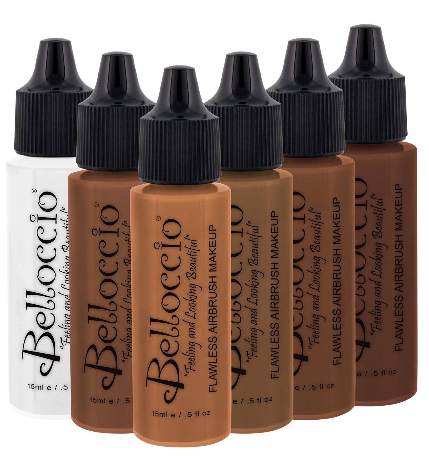 Belloccio Dark Color Shade Airbrush Makeup Foundation Set - Professional Cosmetic in 1/2 oz Bottles - Buy Online on GoSupps.com