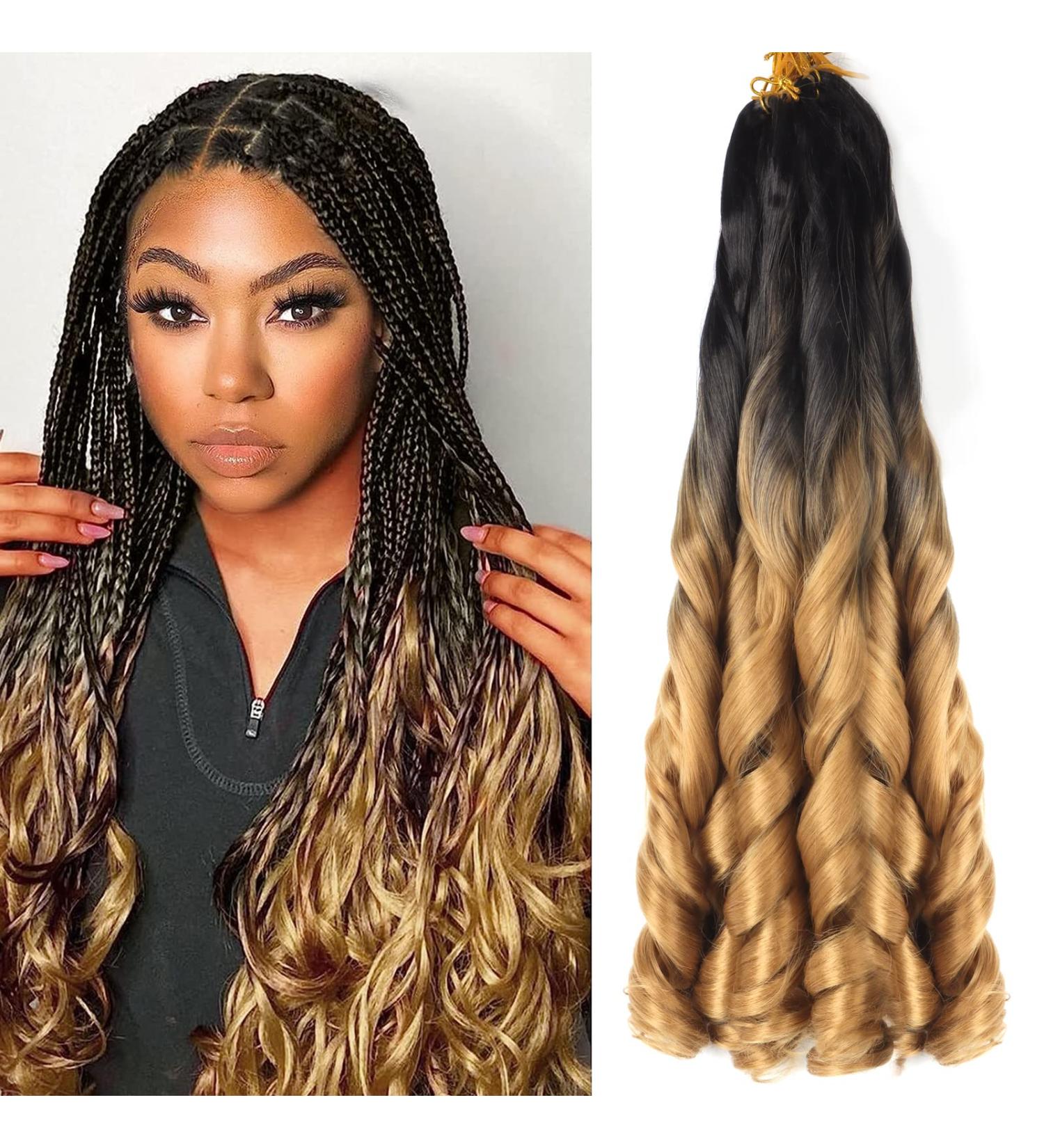 Ainimiu French Curly Braiding Hair 22 Inch 8 Packs - Pre Stretched Bouncy Braiding Hair- Loose Wavy Braiding Hair Synthetic Hair Extensions for Black Women 22 Inch(pack of 8) 1B/27 - Buy Online on GoSupps.com