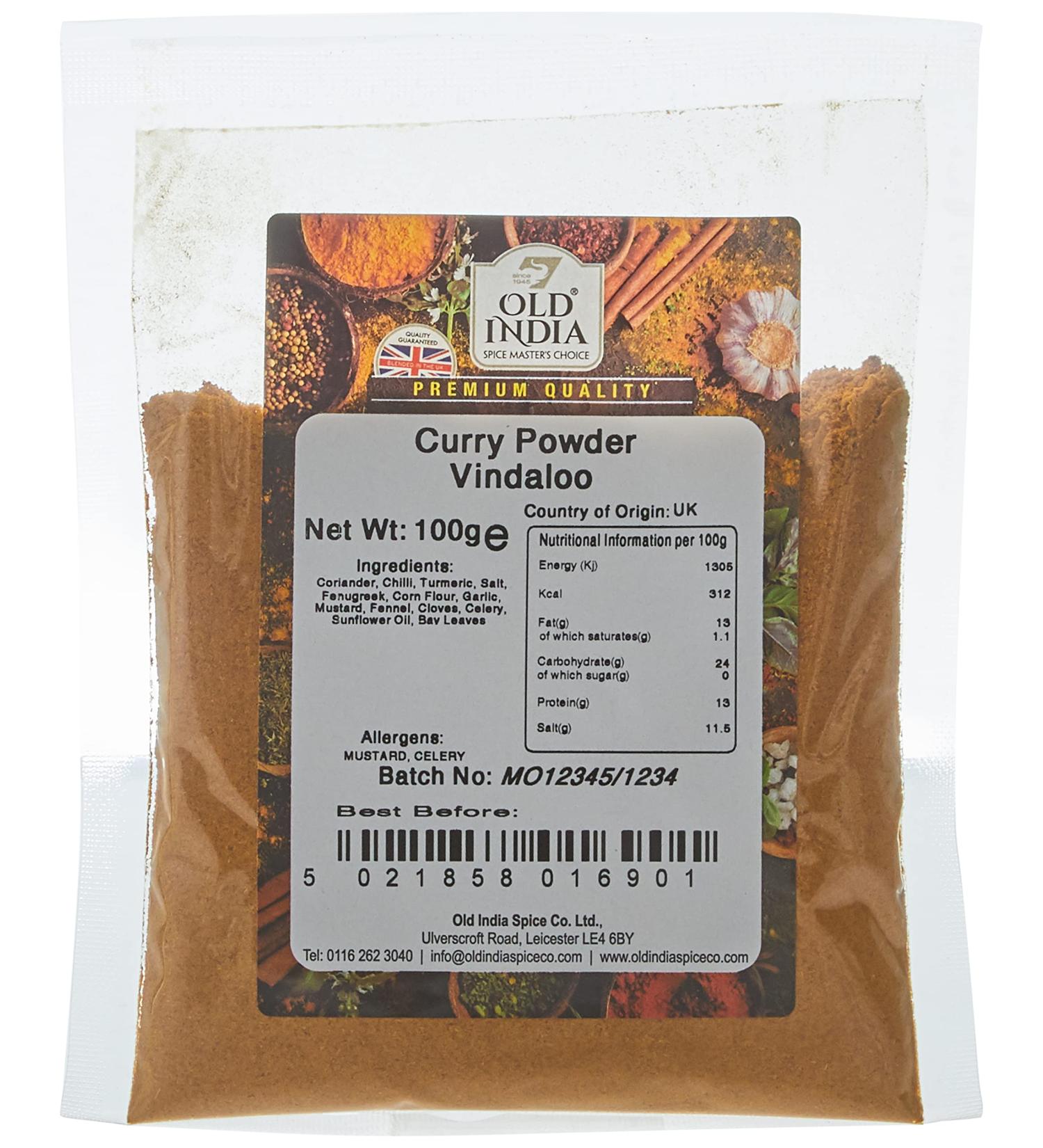 Old India Curry Powder Vindaloo 100g - Authentic Indian Spice Blend - Buy Online on GoSupps.com