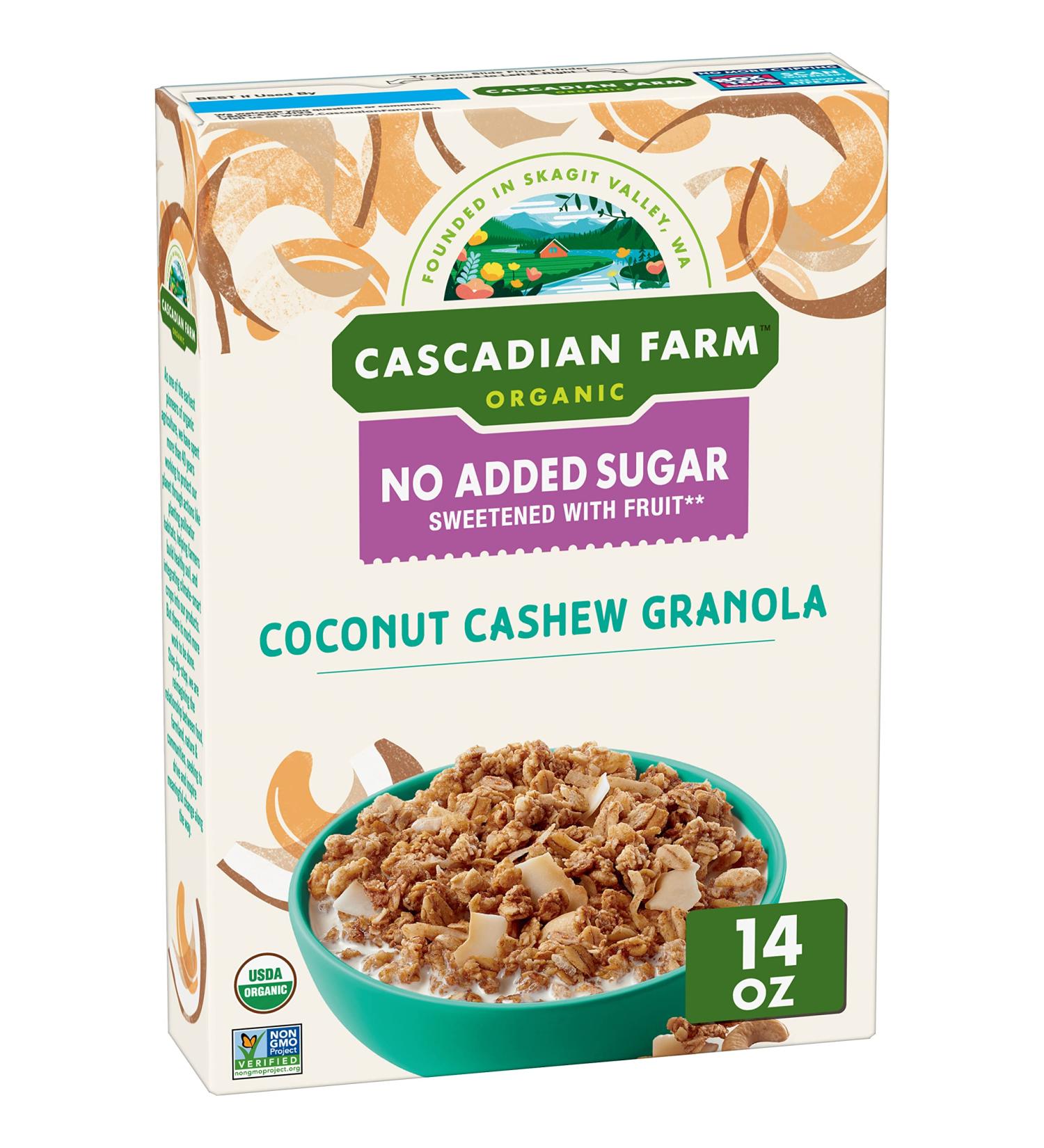 Cascadian Farm Organic Coconut Cashew Granola | No Added Sugar | 14 oz - Buy Online on GoSupps.com