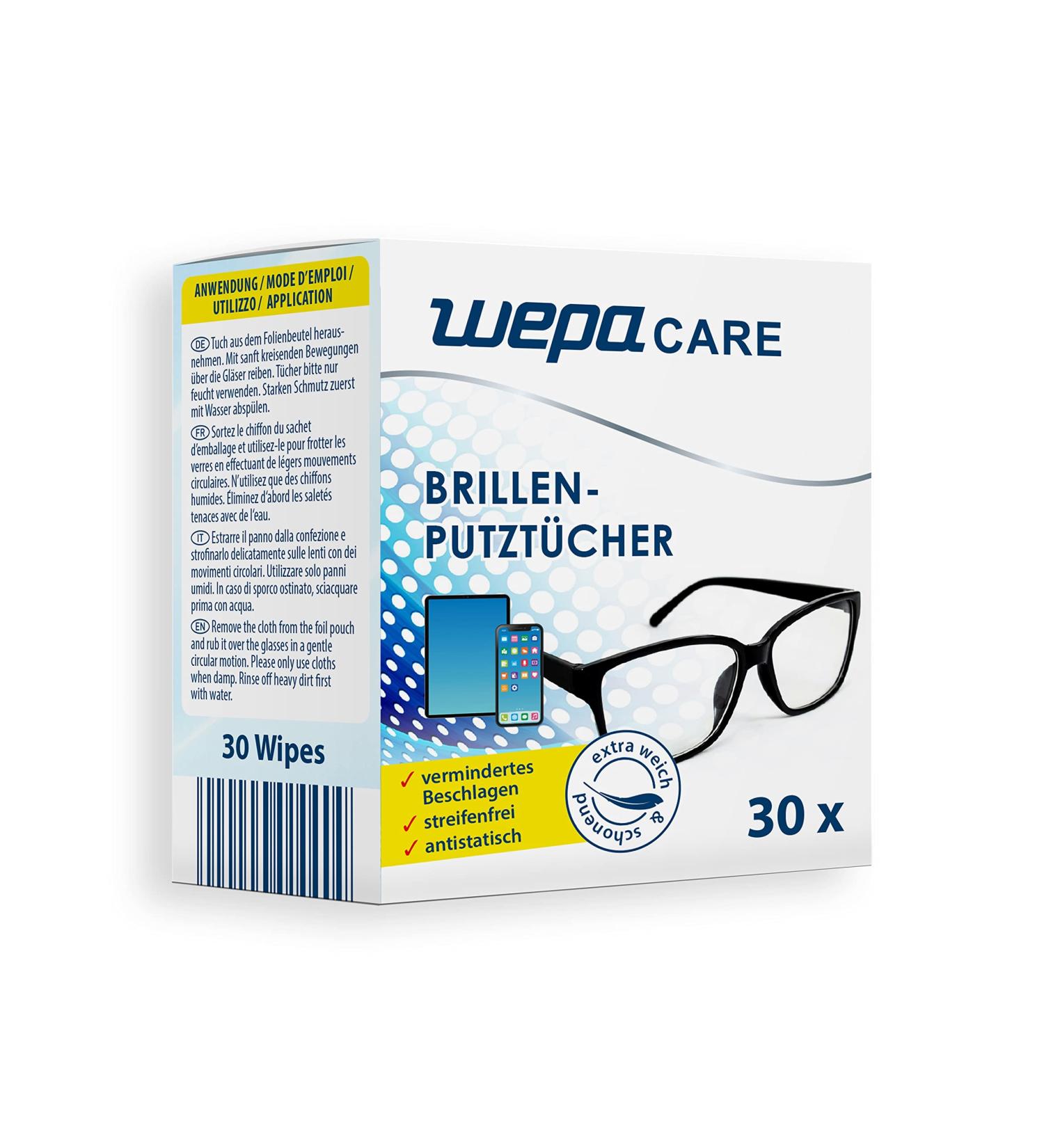 WEPA Care glasses cleaning cloths 30 pieces individually packed