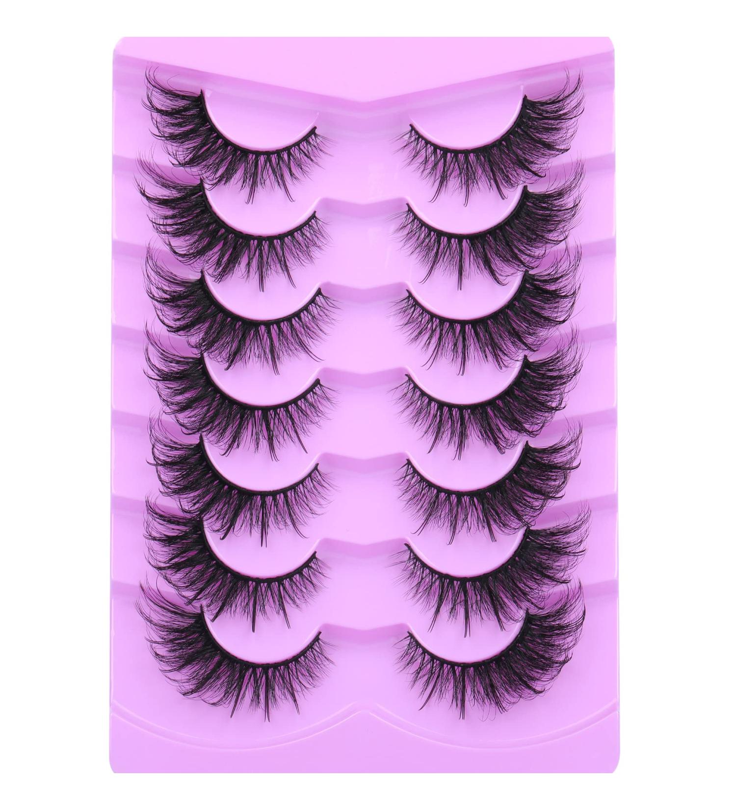 ALICE F001 False Eyelashes 20mm 7 Pairs Pack - Mink Fluffy Fox Eye Lashes for Wispy Dramatic Fairy Cat Eye Look - Buy Online on GoSupps.com