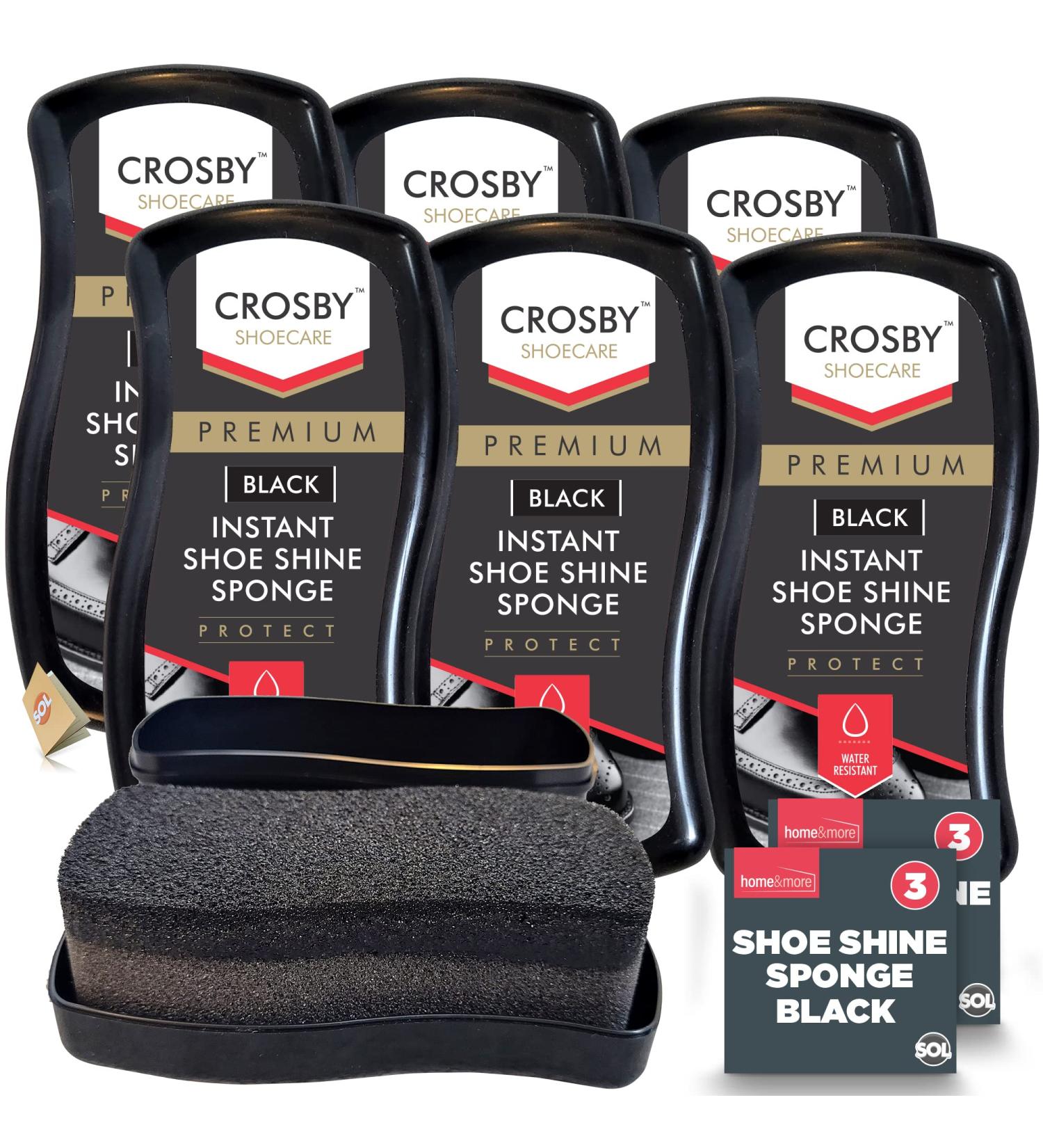 SOL 6pk Crosby Instant Shoe Shine Sponge - Black | Express Shine for Black Leather Shoes & Bags | Boot Polish for Vinyl | Instant Shine Sponge - Buy Online on GoSupps.com