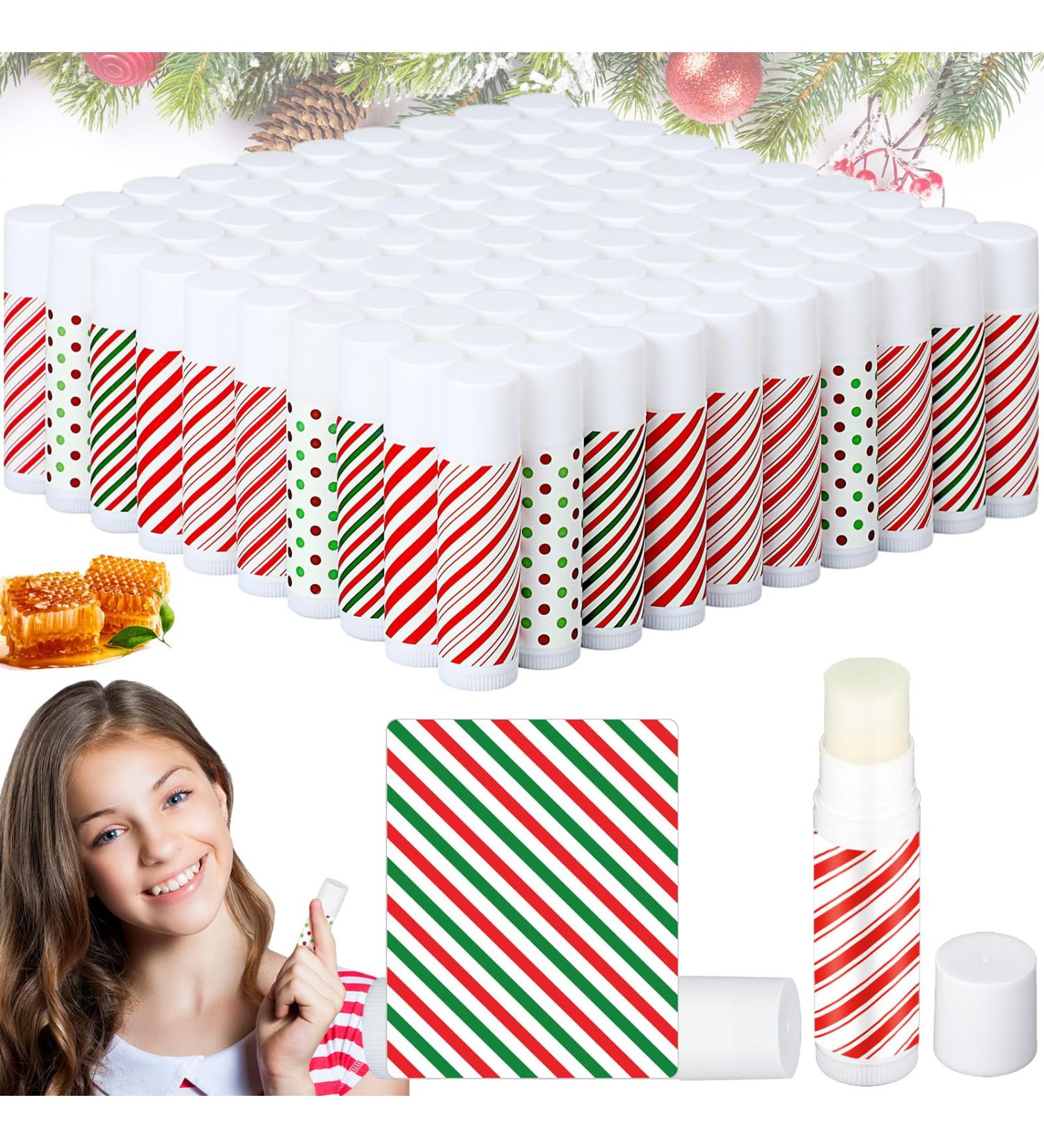 Dunzy 100 Pack Christmas Lip Balm Gifts Bulk Stripes Lip Balms Favors Employee Appreciation Thank You Gifts Team Inspirational Gift for Xmas Fall Thanksgiving Party Women Men Coworkers Staff Teachers - Buy Online on GoSupps.com