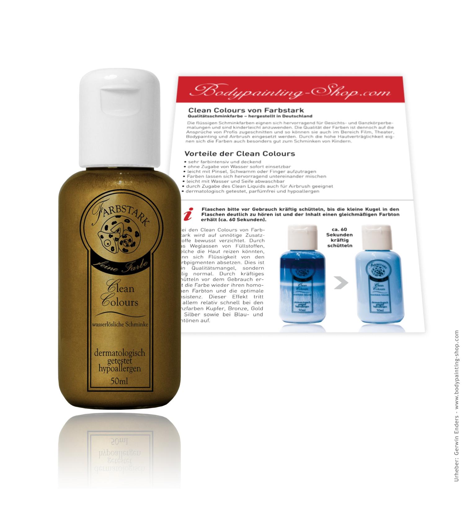 Clean Colours Colourful Theatre Make-up - water-soluble make-up colour 50 ml Bronze
