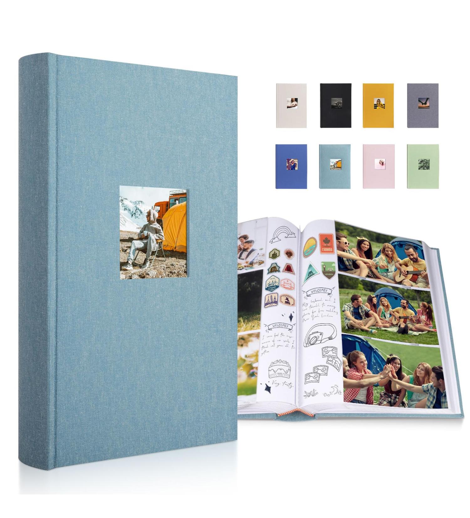 Buy Linen Photo Album 10x15 for 300 Photos | Perfect for Baby Wedding & Family Memories - Cyan-Blue - Buy Online on GoSupps.com