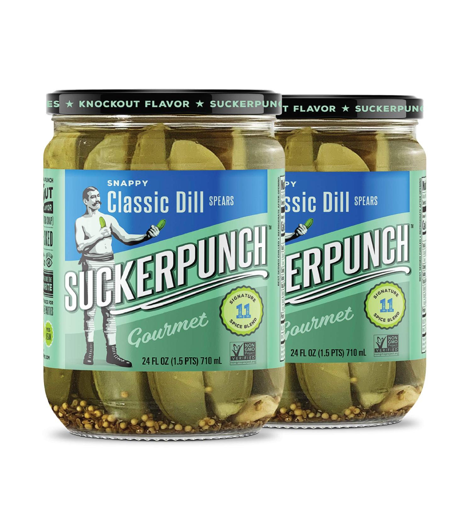 SuckerPunch Gourmet Dill Pickle Spears 24oz - 2-Pack Classic Flavor - Buy Online on GoSupps.com