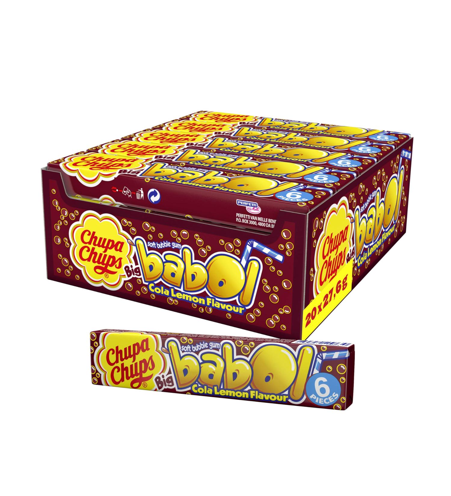 Chupa Chups Big Babol Cola Lemon Bubble Gum - 20 Pole Counter Display 27.6g Each | Delicious Chewing Gum for Big Flavor Lovers - Buy Online on GoSupps.com