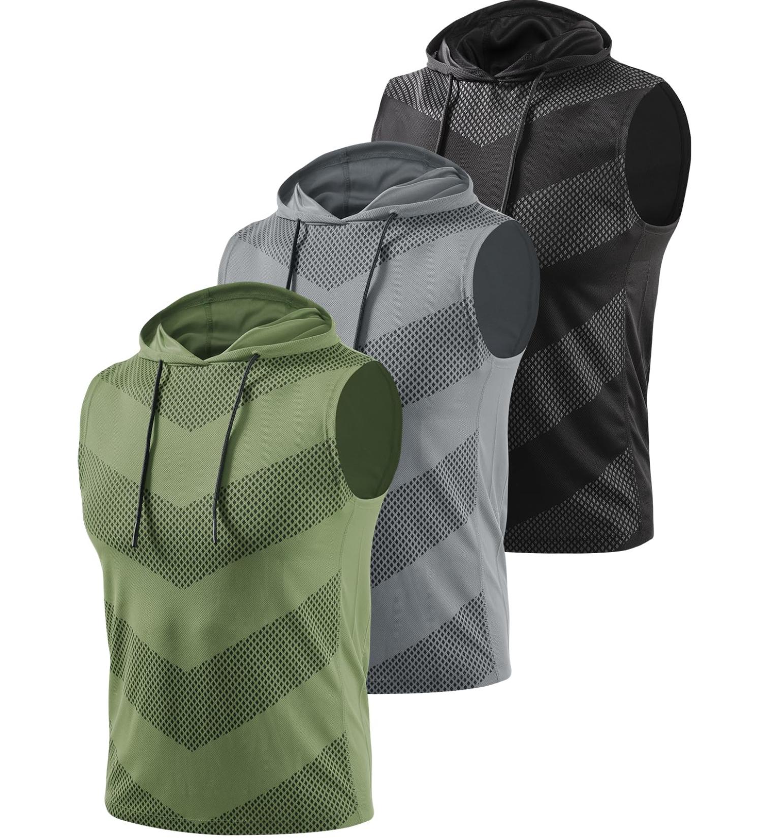 Vislivin 3 Pack Men's Workout Tank Tops - Fitness Bodybuilding & Gym Apparel - Black Dark Gray Army Green - Buy Online on GoSupps.com