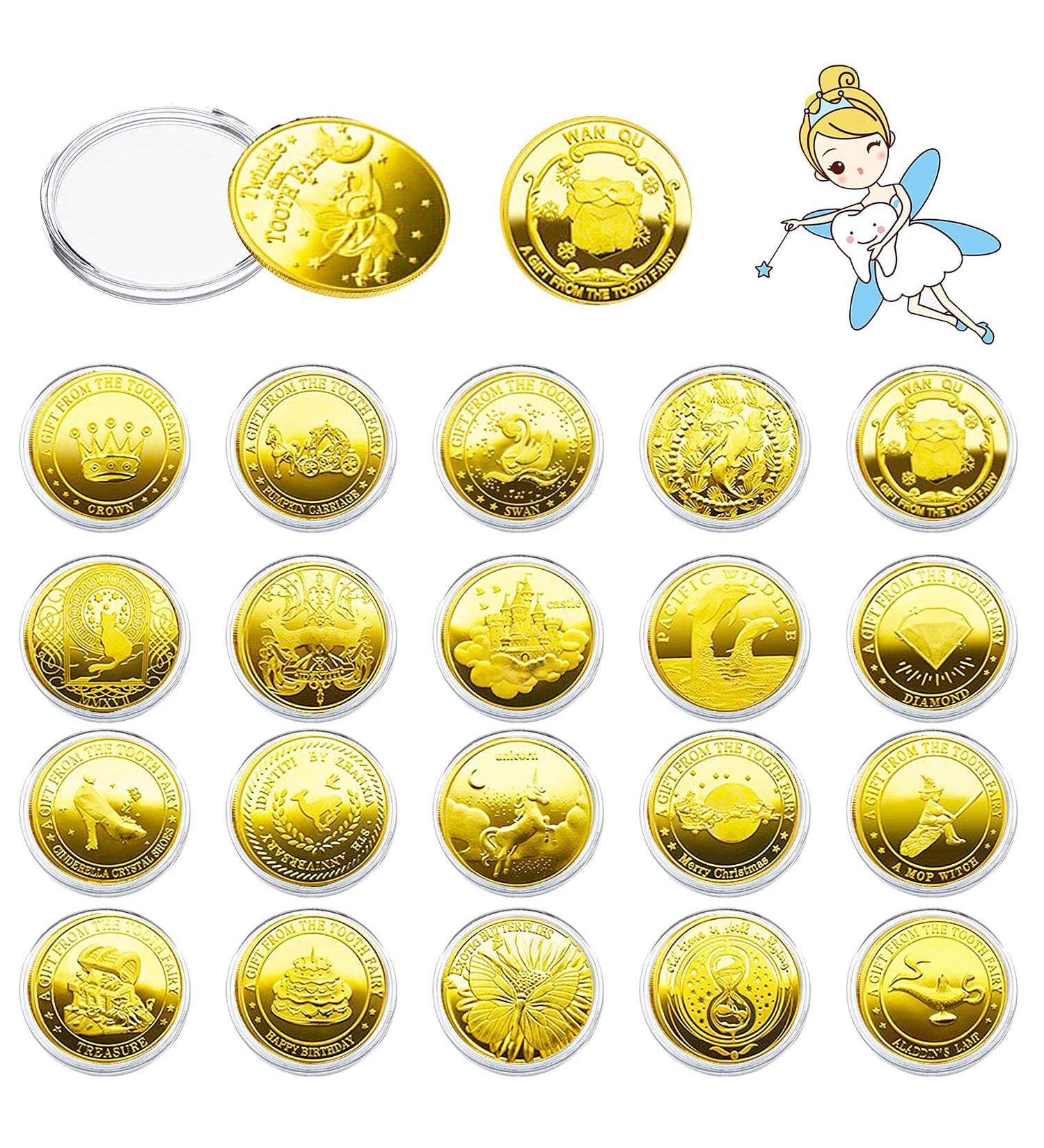 Tooth Fairy Coins - 20 Gold Coins for Kids | Perfect Lost Tooth Gifts & Souvenirs | Unique Tooth Fairy Gift Ideas for Boys & Girls - Buy Online on GoSupps.com