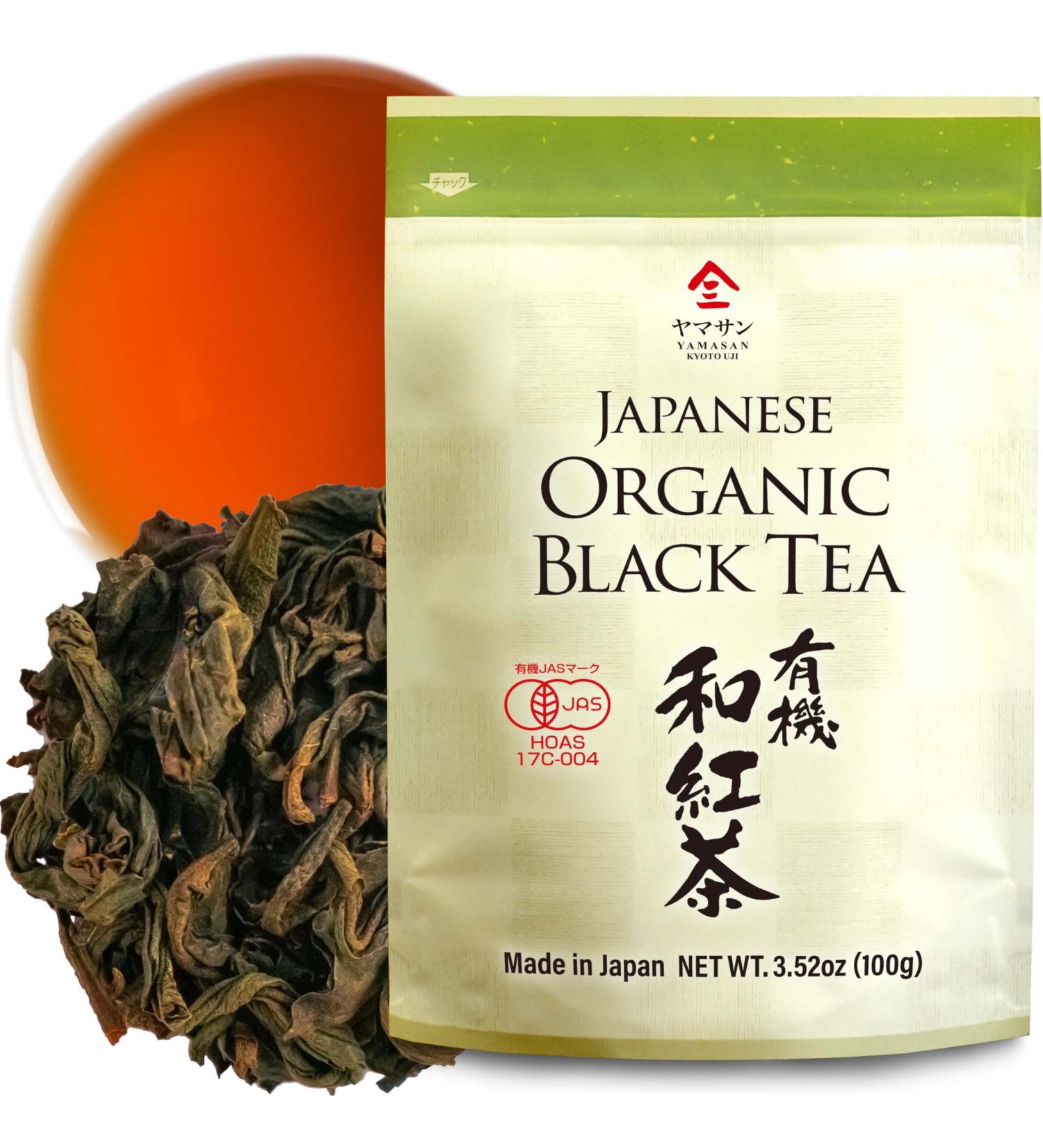 Japanese Organic Black Tea Loose Leaf 100% made in Japan 100g tea leaves YAMASAN  - Buy Online on GoSupps.com